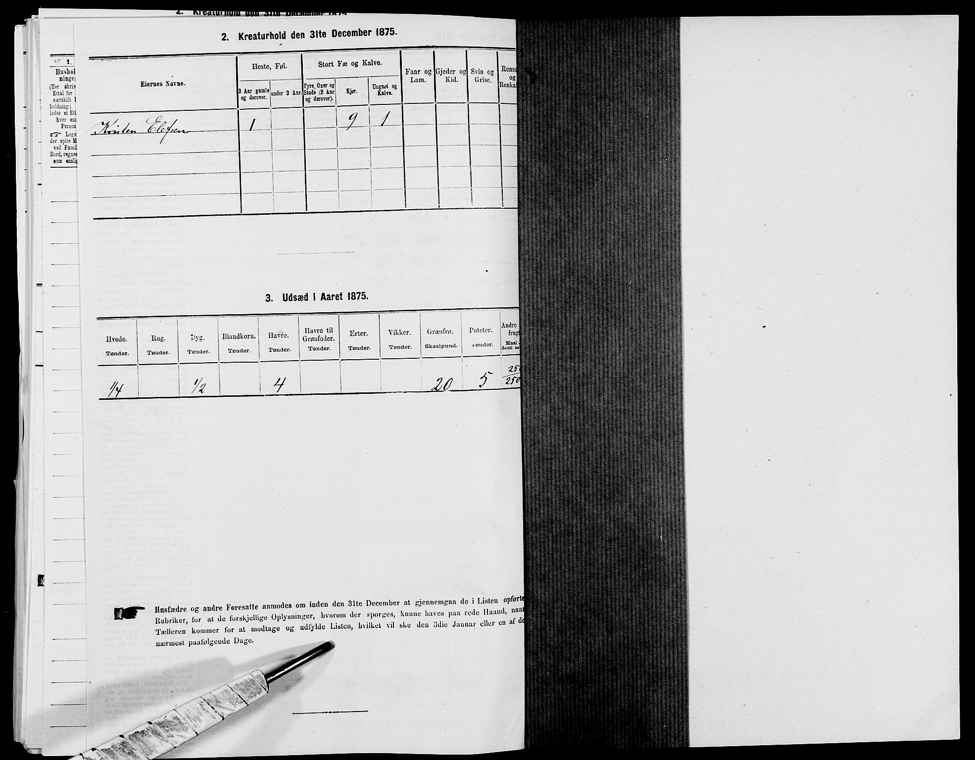 SAK, 1875 census for 1012P Oddernes, 1875, p. 1231