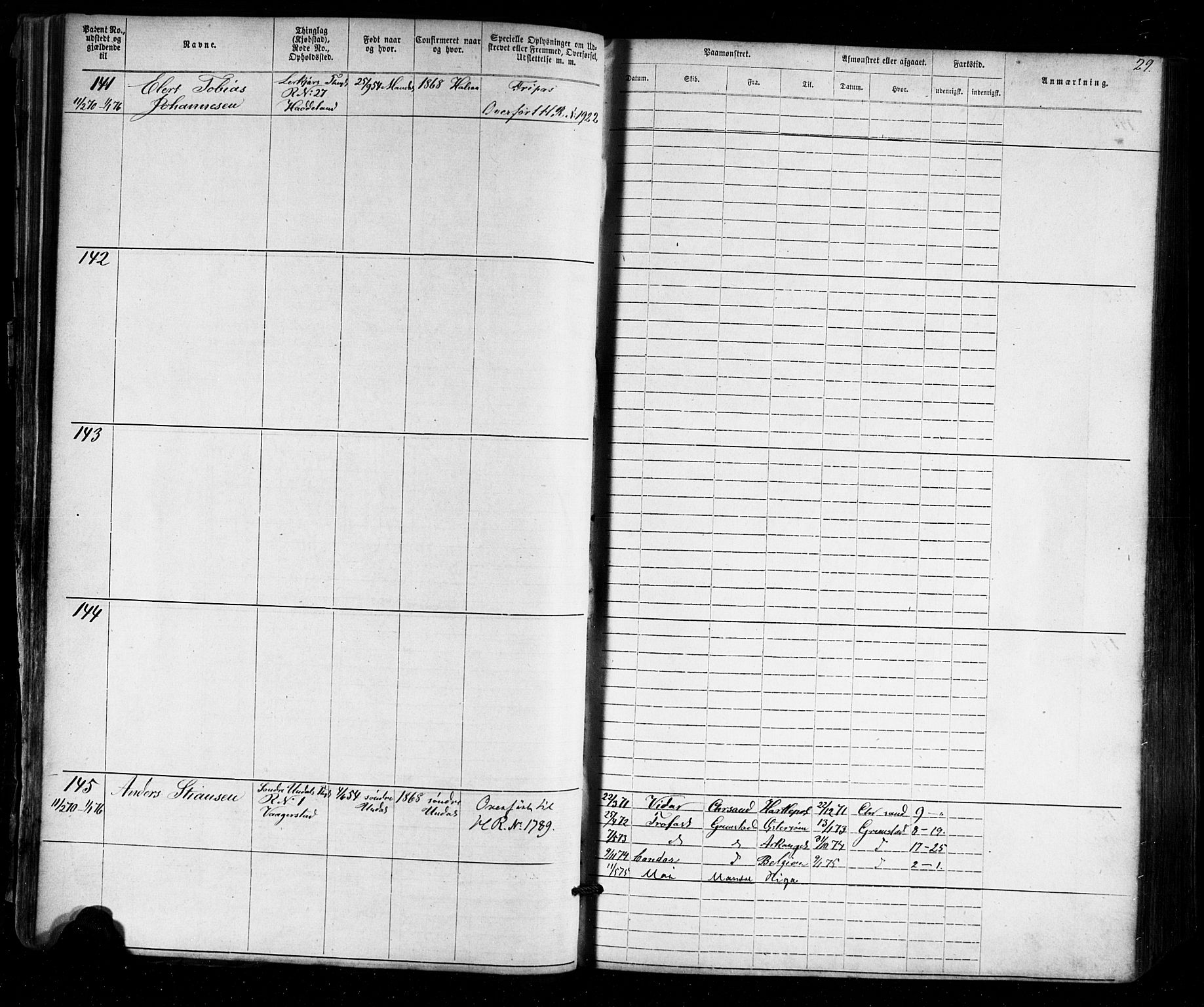 Mandal mønstringskrets, AV/SAK-2031-0016/F/Fa/L0005: Annotasjonsrulle nr 1-1909 med register, Y-15, 1868-1880, p. 60