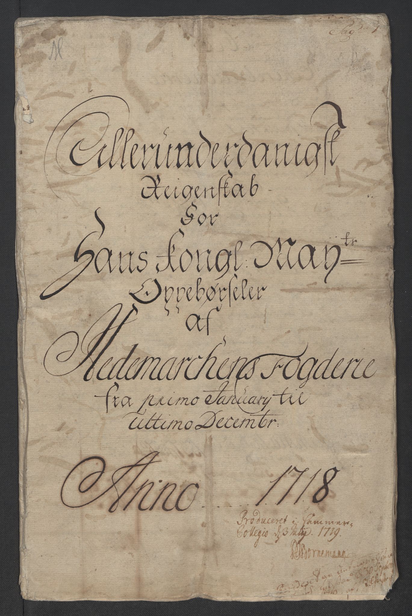 Rentekammeret inntil 1814, Reviderte regnskaper, Fogderegnskap, RA/EA-4092/R16/L1057: Fogderegnskap Hedmark, 1718, p. 3