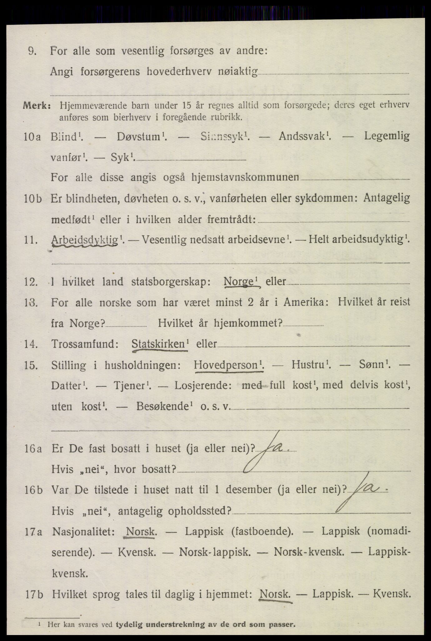 SAT, 1920 census for Sandvollan, 1920, p. 1482