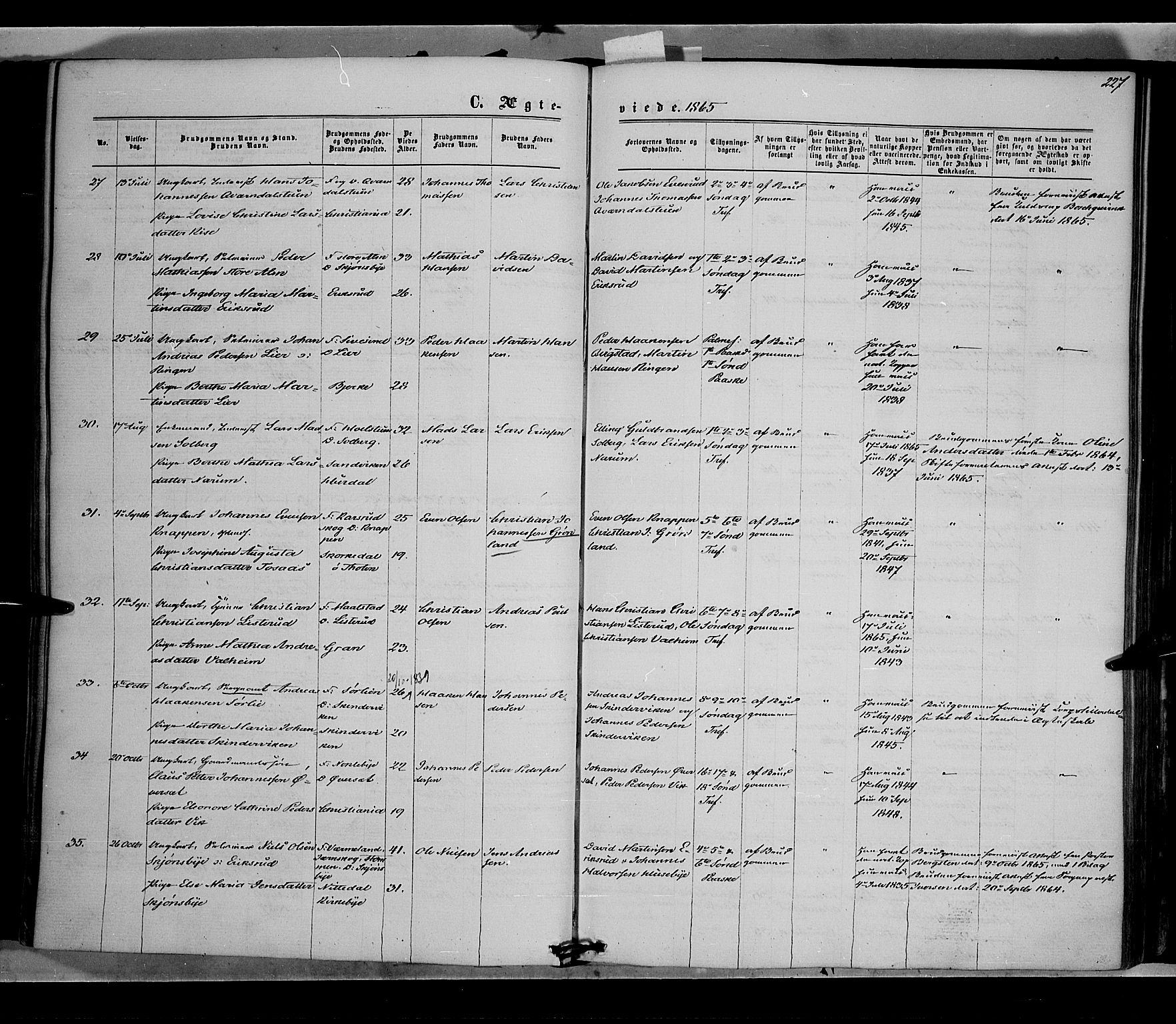 Vestre Toten prestekontor, AV/SAH-PREST-108/H/Ha/Haa/L0007: Parish register (official) no. 7, 1862-1869, p. 227