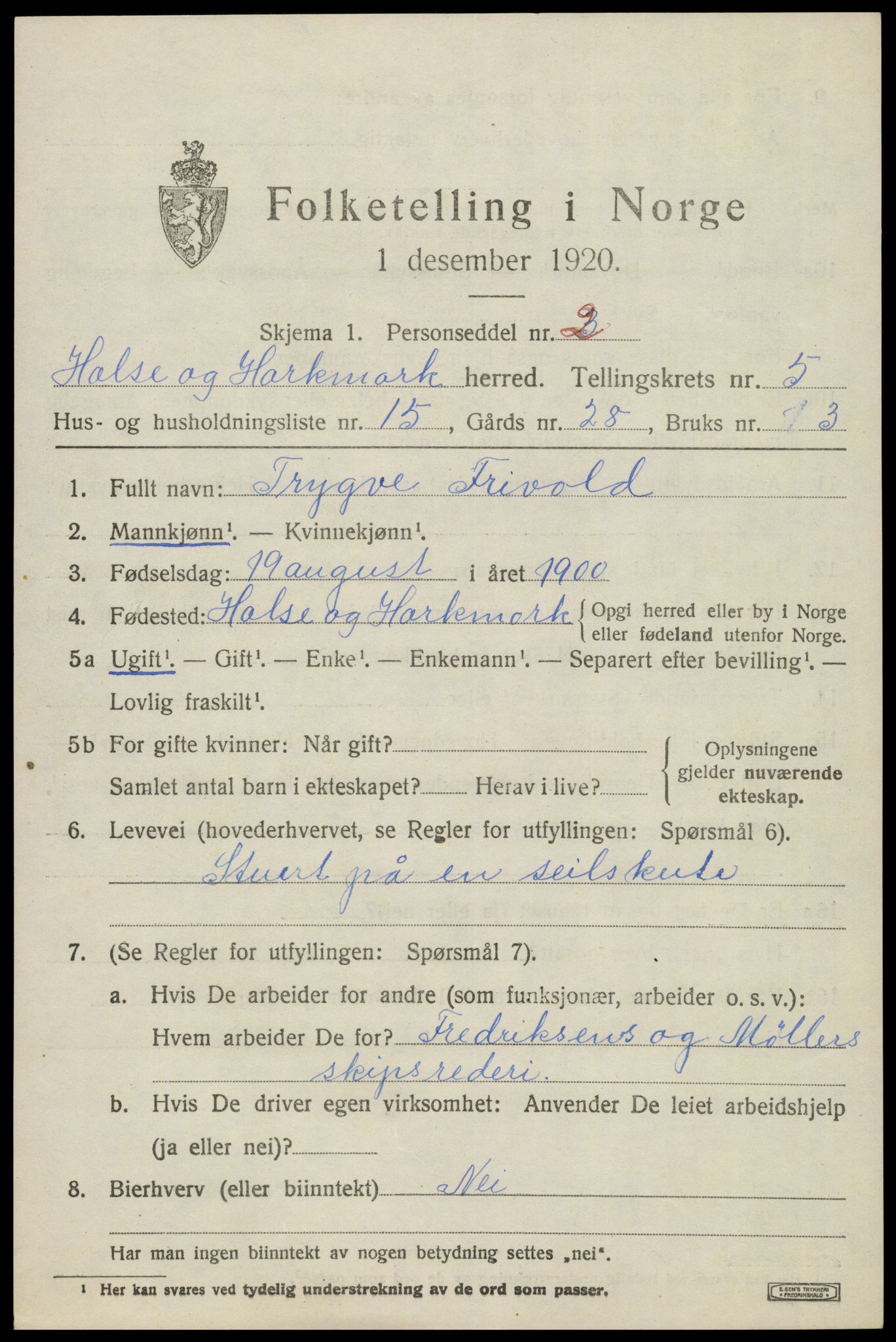 SAK, 1920 census for Halse og Harkmark, 1920, p. 3148