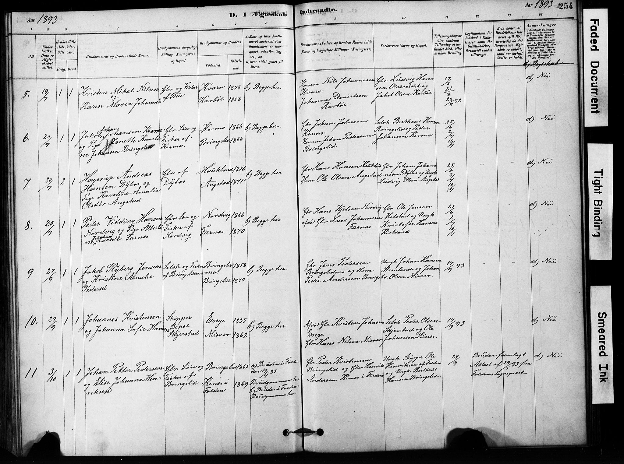 Ministerialprotokoller, klokkerbøker og fødselsregistre - Nordland, SAT/A-1459/852/L0754: Parish register (copy) no. 852C05, 1878-1894, p. 254