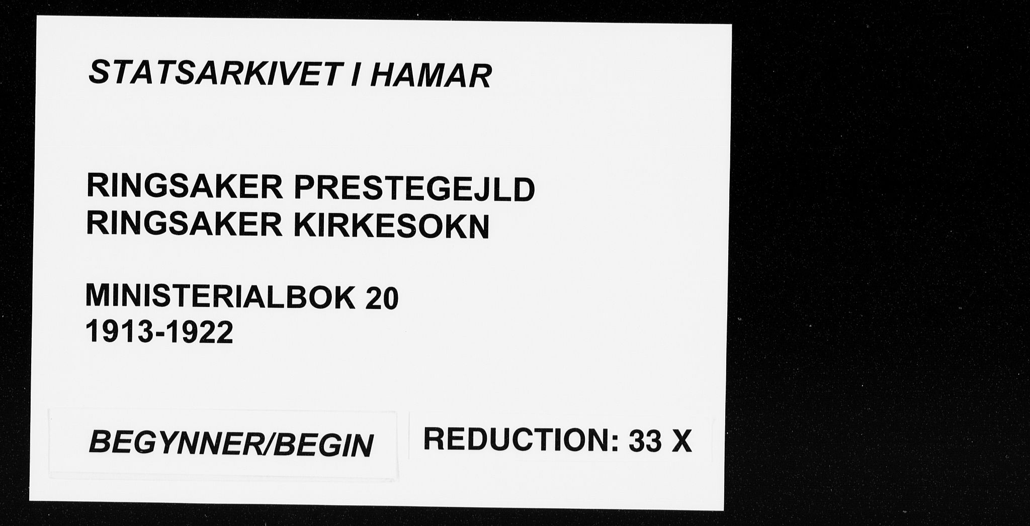 Ringsaker prestekontor, AV/SAH-PREST-014/K/Ka/L0020: Parish register (official) no. 20, 1913-1922