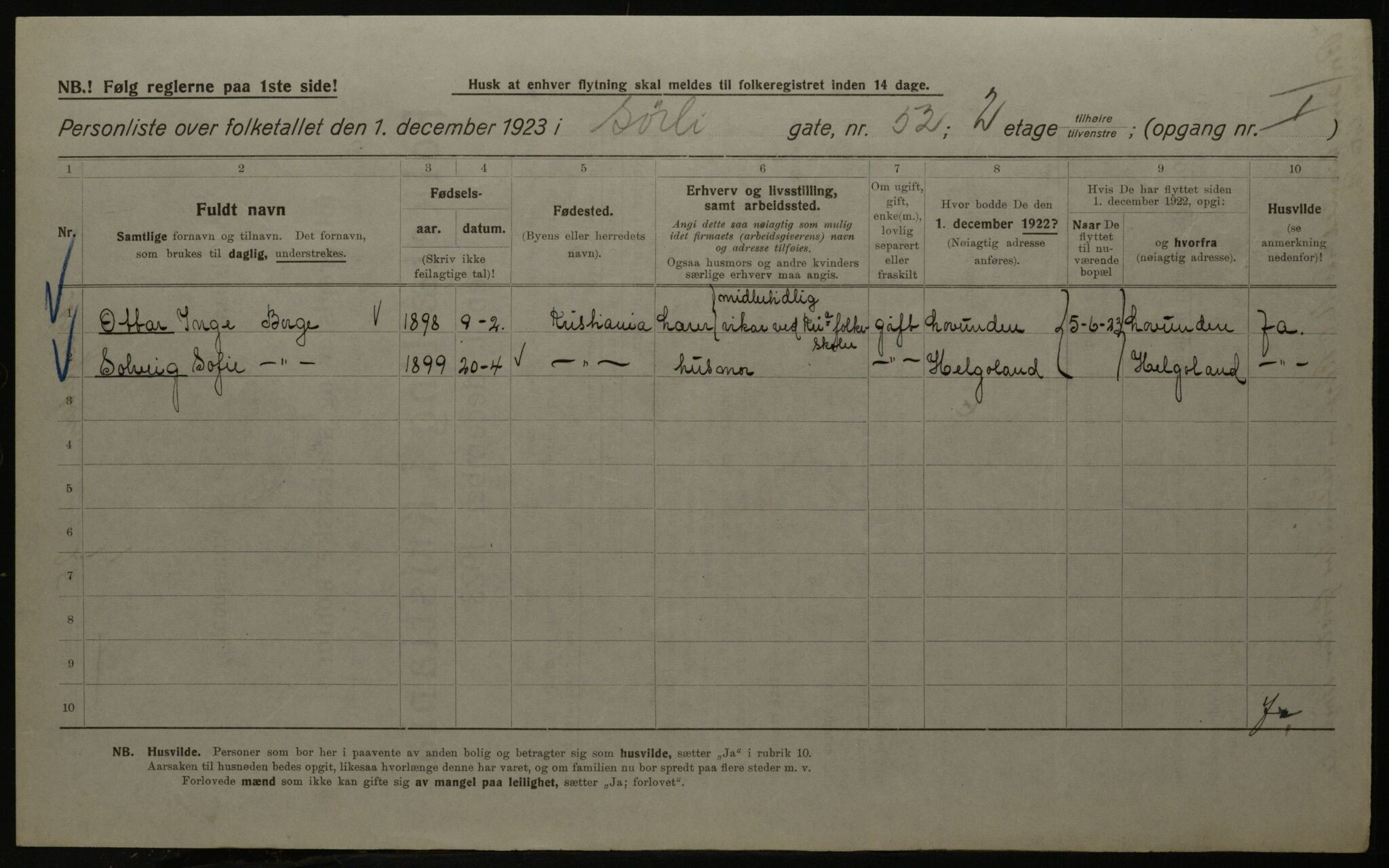 OBA, Municipal Census 1923 for Kristiania, 1923, p. 118288