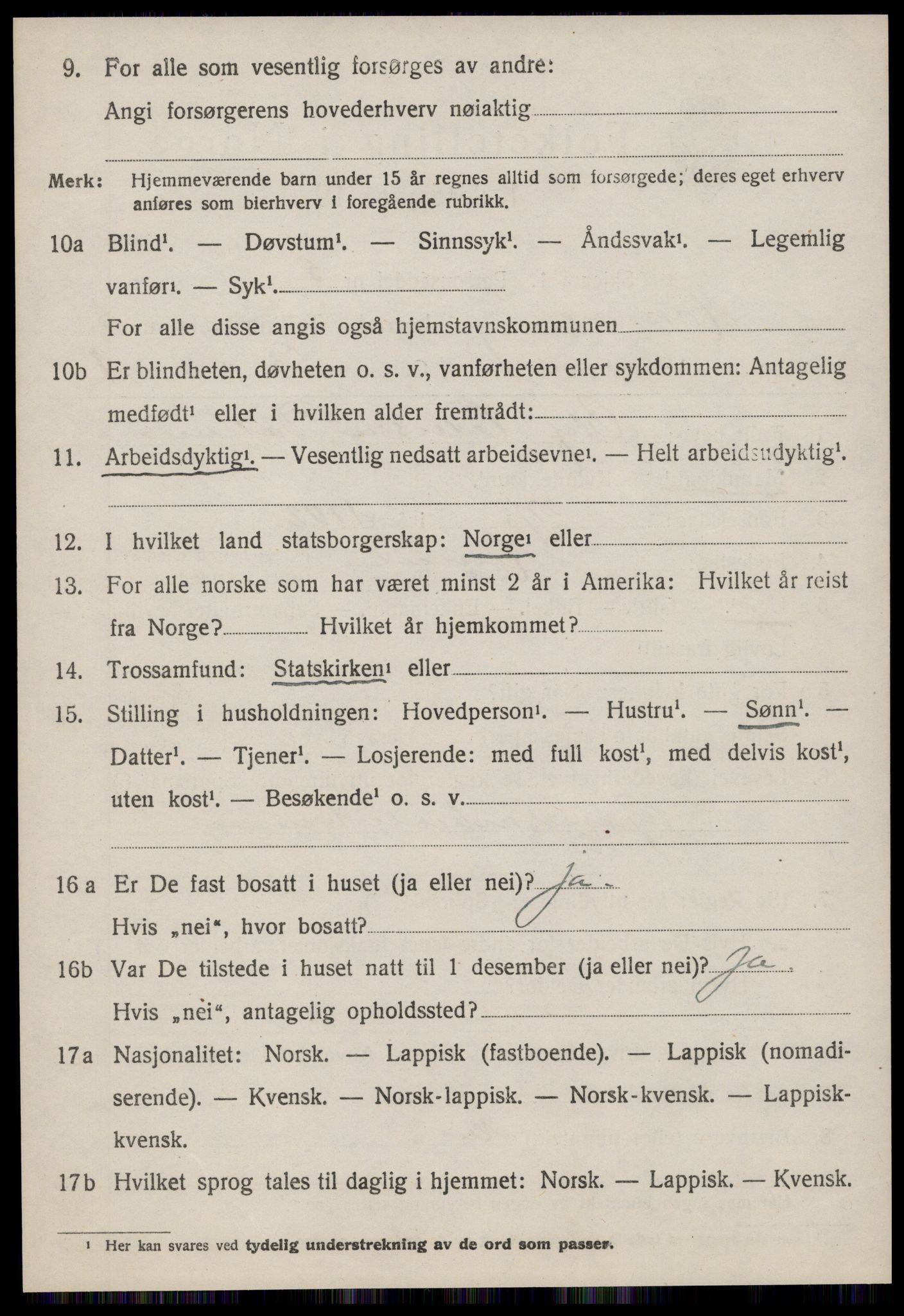 SAT, 1920 census for Hemne, 1920, p. 3107