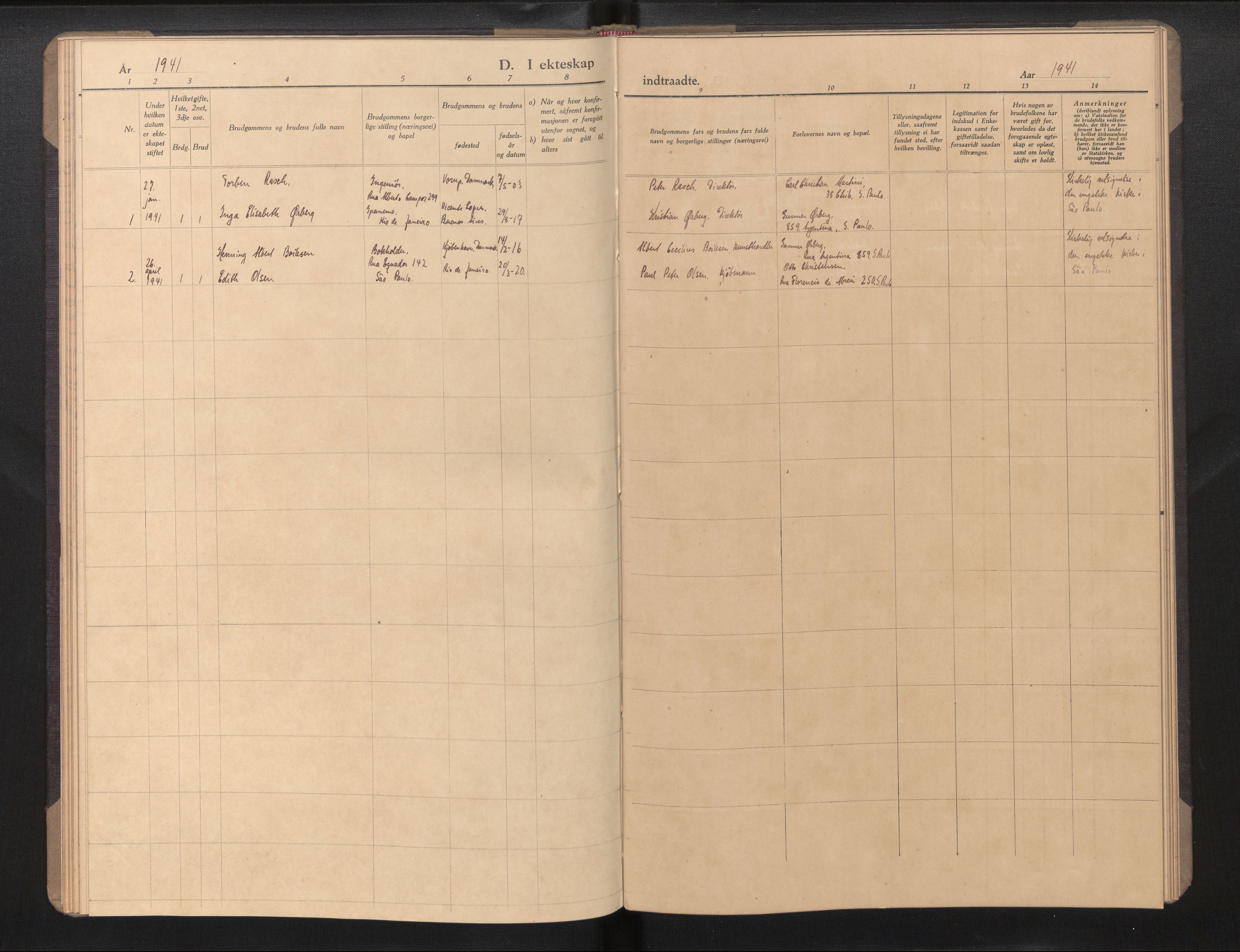 Den norske sjømannsmisjon i utlandet / Santos, Brasil, SAB/SAB/PA-0366/H/Ha/L0001: Parish register (official) no. A 1, 1940-1943