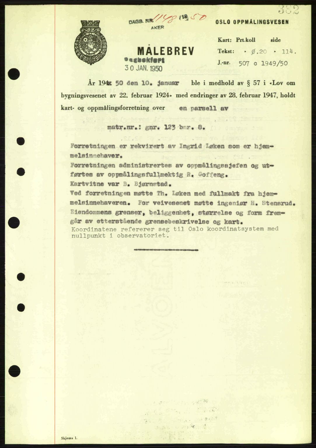 Oslo byskriverembete, AV/SAO-A-10227/G/Gb/Gbd/Gbda/L0017: Mortgage book no. A215, 1949-1950, Diary no: : 1148/1950