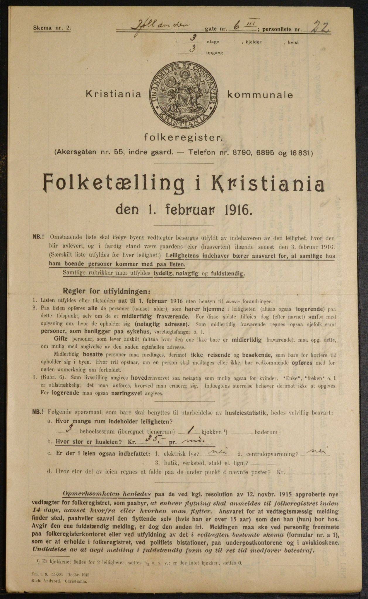 OBA, Municipal Census 1916 for Kristiania, 1916, p. 41414