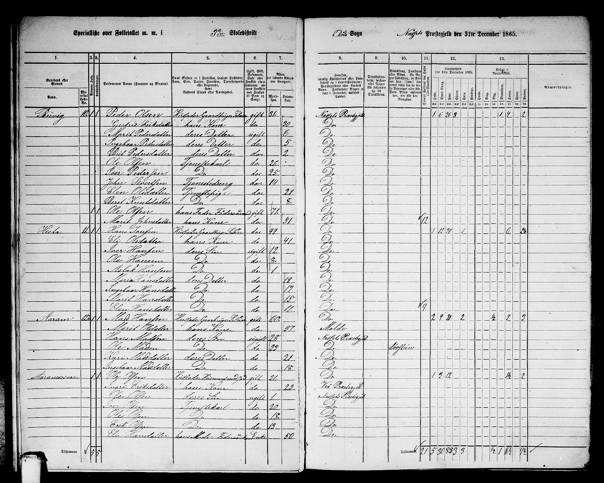 RA, 1865 census for Nesset, 1865, p. 12