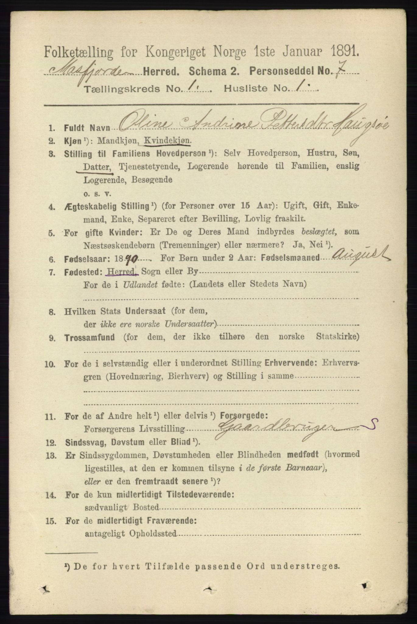 RA, 1891 census for 1266 Masfjorden, 1891, p. 55