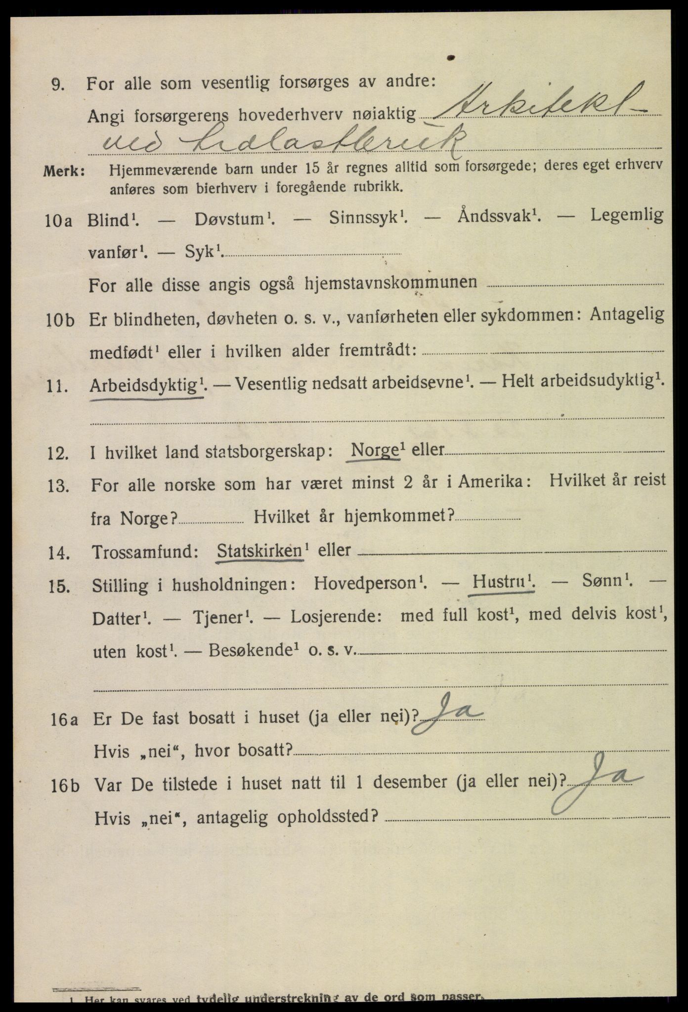 SAT, 1920 census for Namsos, 1920, p. 5610