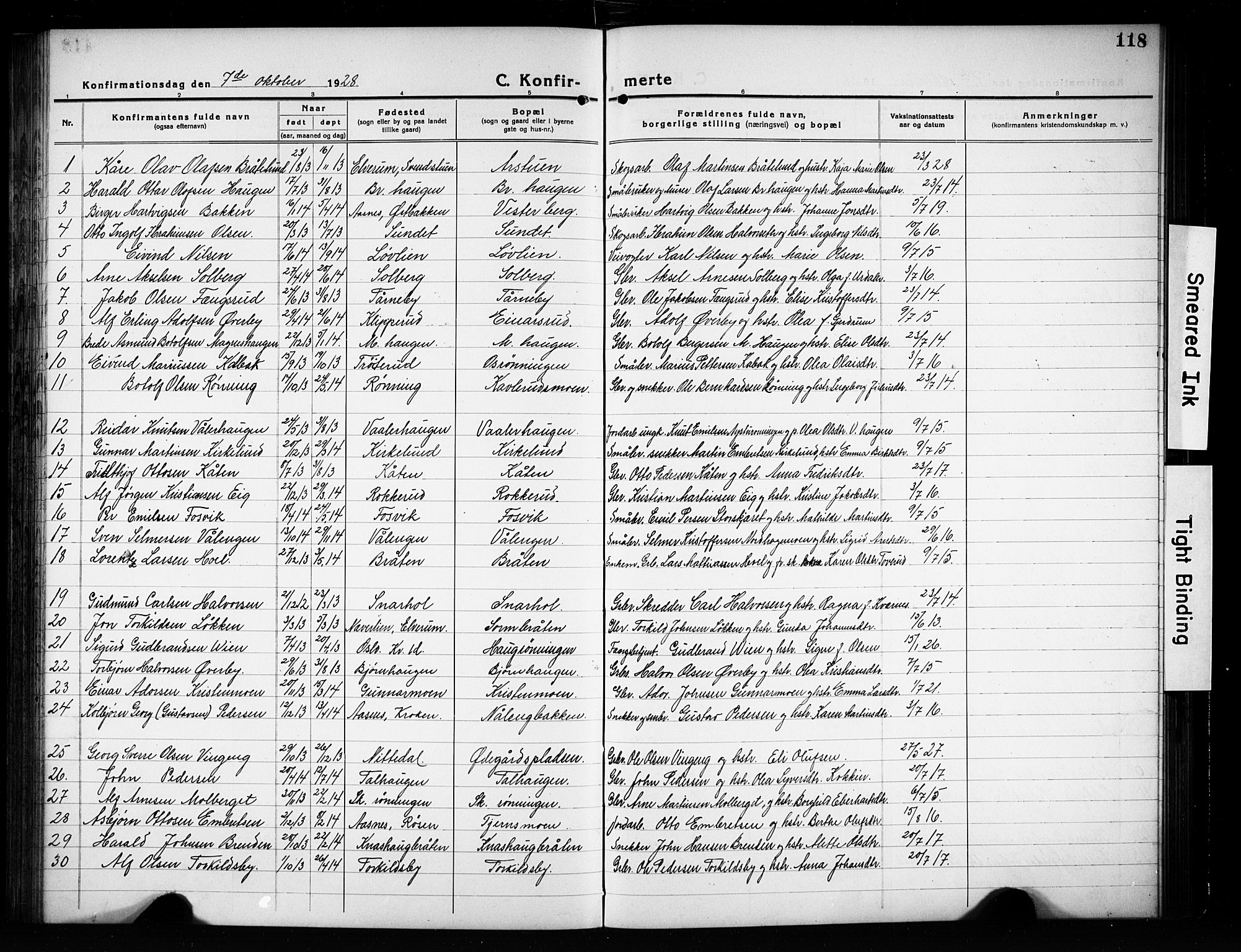 Våler prestekontor, Hedmark, AV/SAH-PREST-040/H/Ha/Hab/L0004: Parish register (copy) no. 4, 1922-1931, p. 118