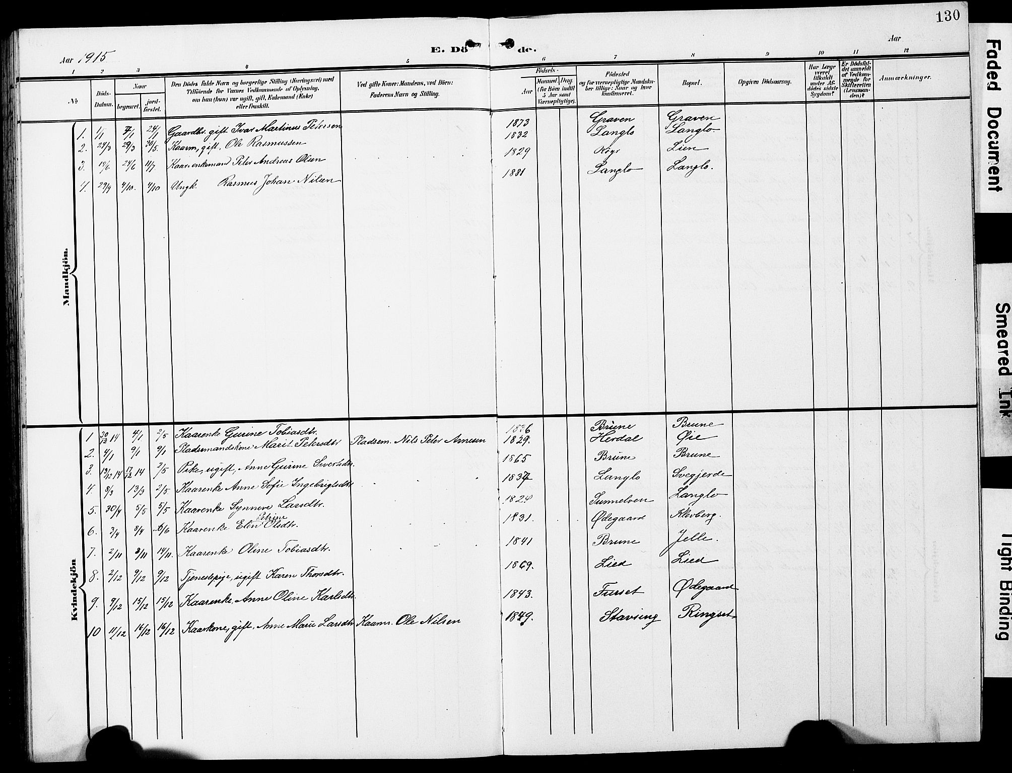 Ministerialprotokoller, klokkerbøker og fødselsregistre - Møre og Romsdal, AV/SAT-A-1454/520/L0293: Parish register (copy) no. 520C05, 1902-1923, p. 130