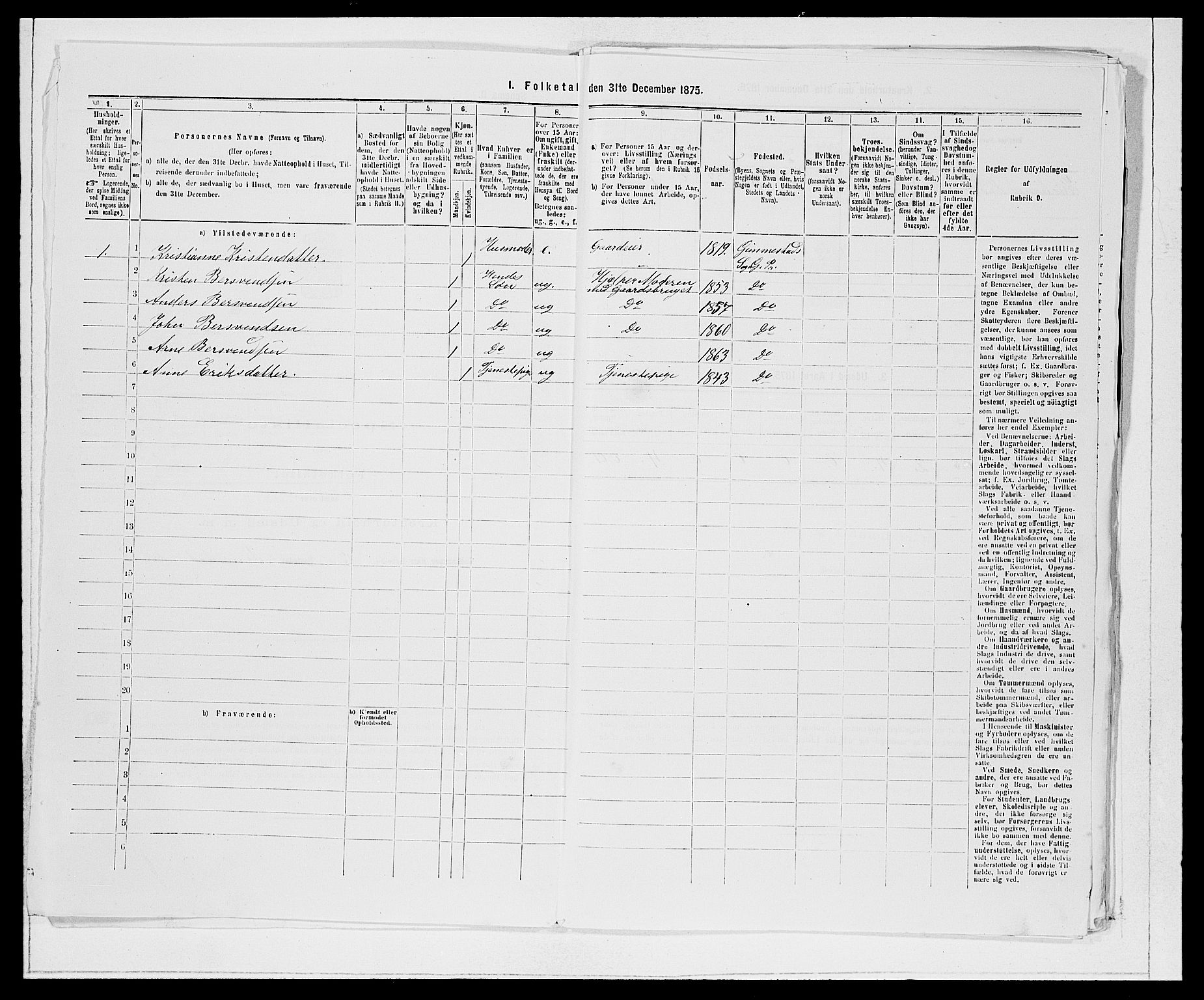 SAB, 1875 Census for 1445P Gloppen, 1875, p. 430