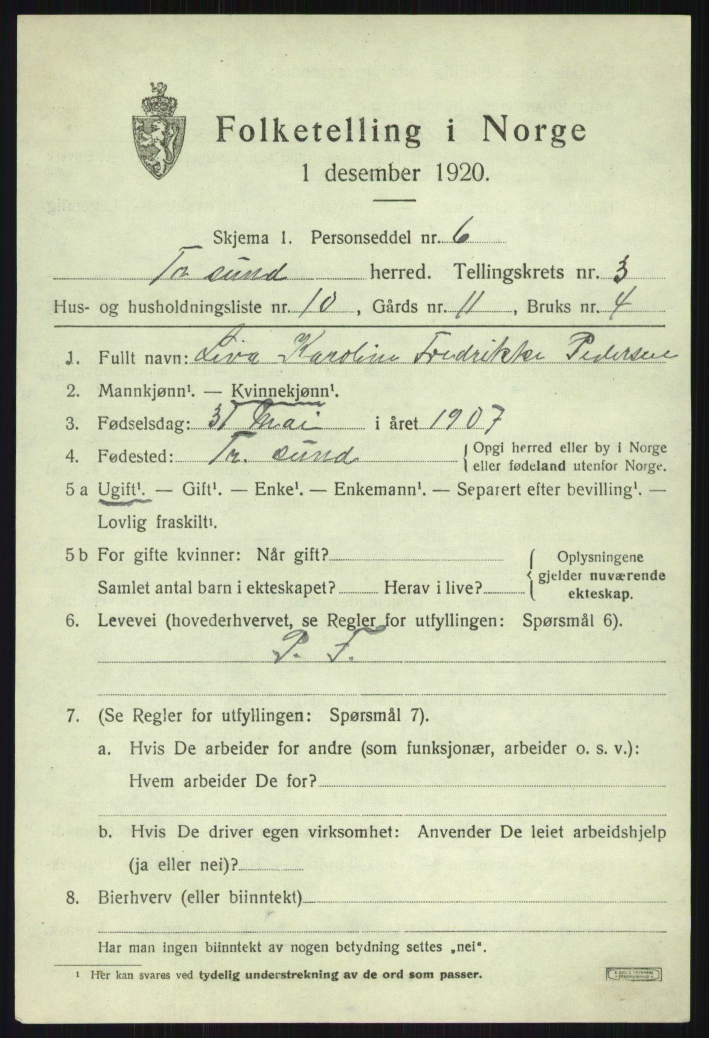 SATØ, 1920 census for Tromsøysund, 1920, p. 2822