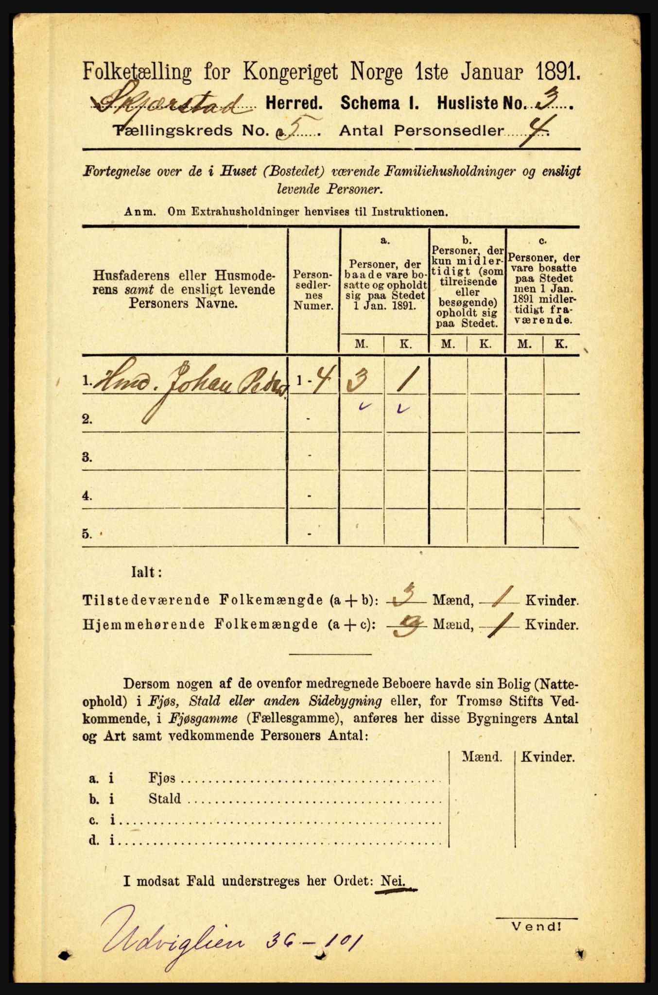 RA, 1891 census for 1842 Skjerstad, 1891, p. 1401