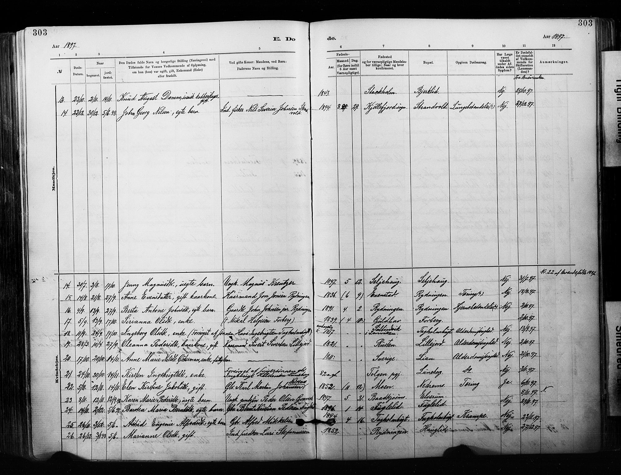 Målselv sokneprestembete, SATØ/S-1311/G/Ga/Gaa/L0007kirke: Parish register (official) no. 7, 1884-1903, p. 303