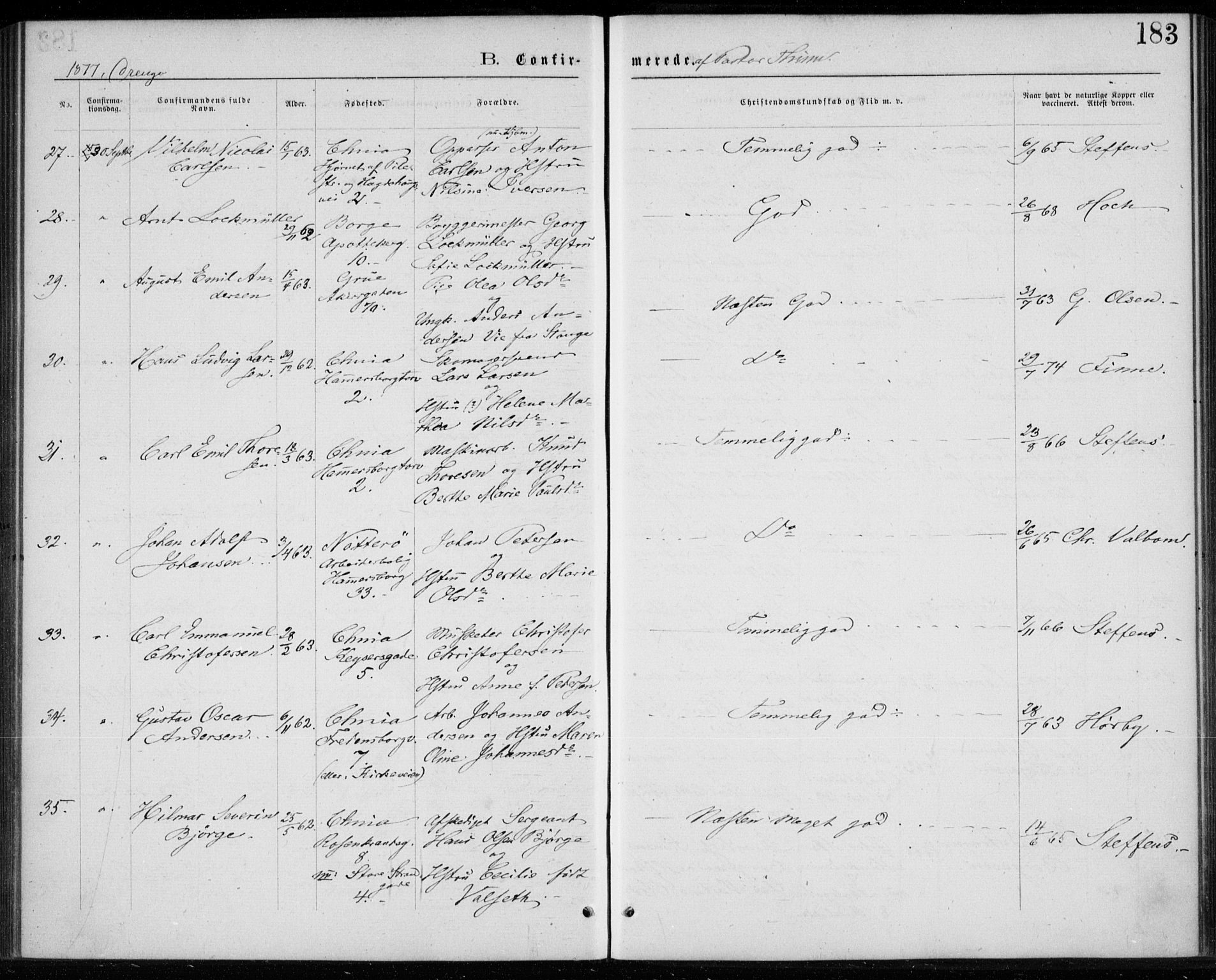 Trefoldighet prestekontor Kirkebøker, SAO/A-10882/F/Fb/L0002: Parish register (official) no. II 2, 1871-1880, p. 183