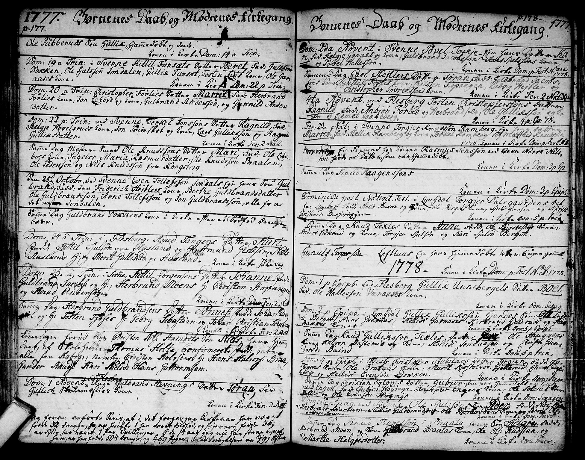 Flesberg kirkebøker, AV/SAKO-A-18/F/Fa/L0003: Parish register (official) no. I 3, 1748-1790, p. 177-178