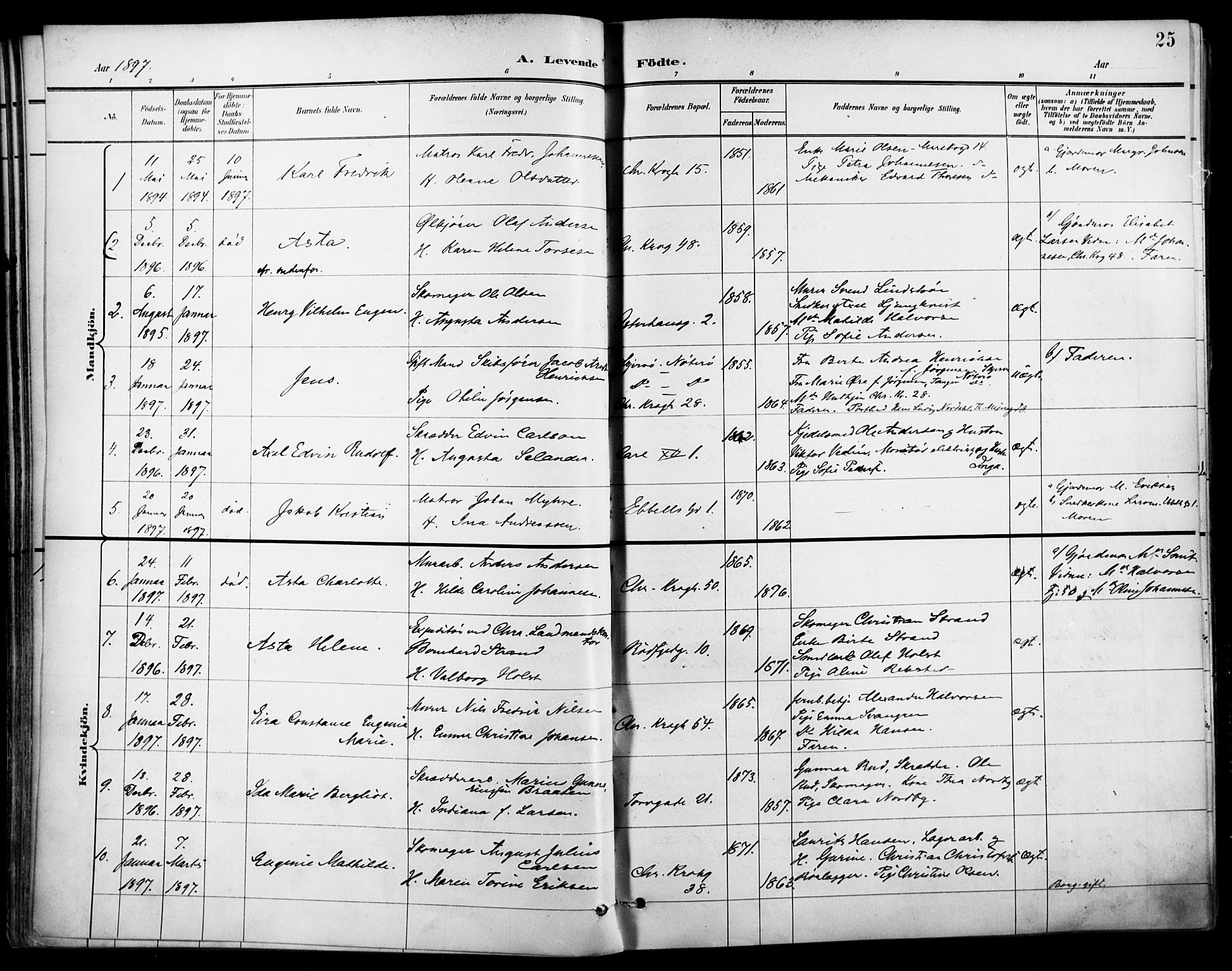 Jakob prestekontor Kirkebøker, SAO/A-10850/F/Fa/L0005: Parish register (official) no. 5, 1896-1903, p. 25