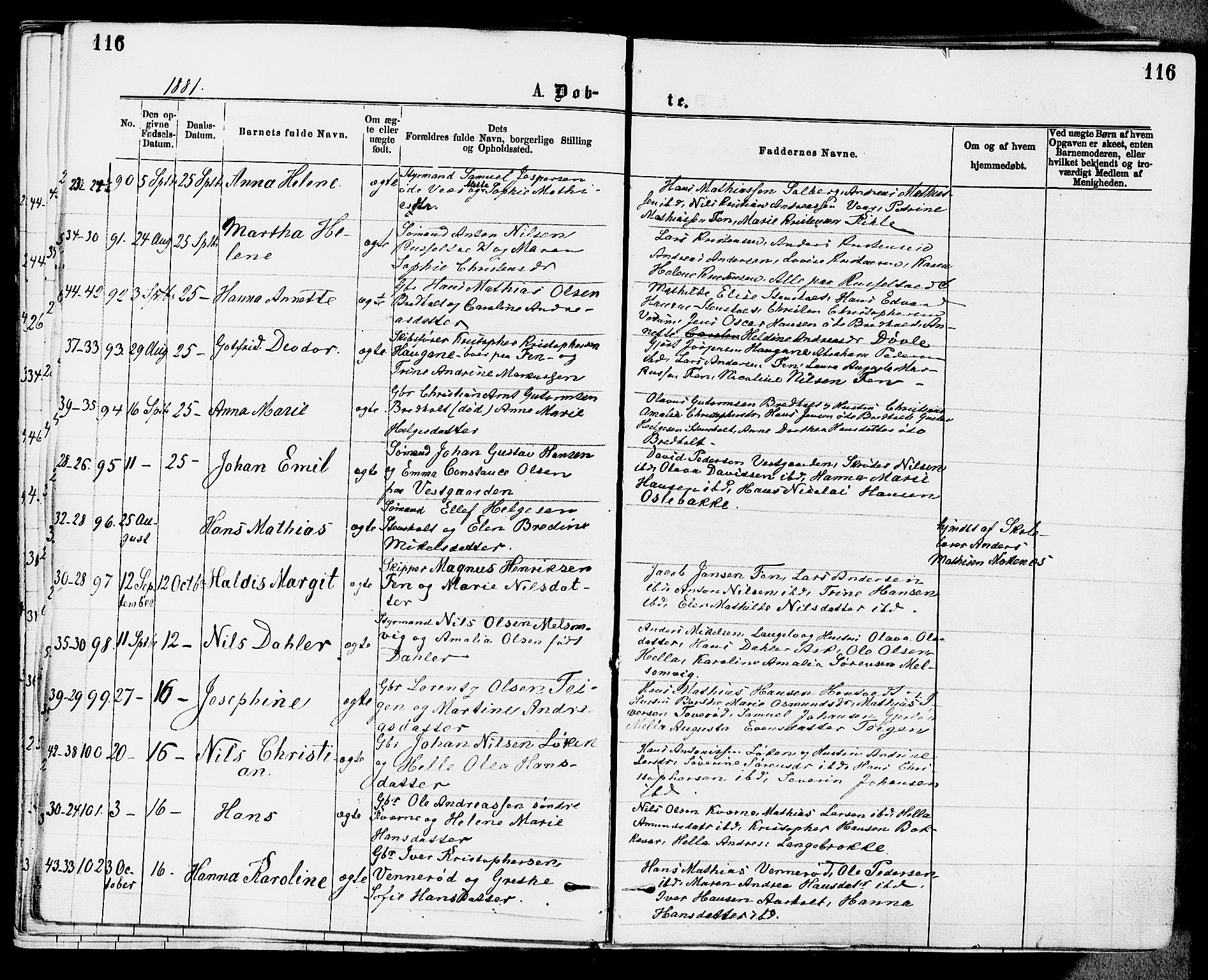 Stokke kirkebøker, SAKO/A-320/F/Fa/L0009: Parish register (official) no. I 9, 1872-1883, p. 116