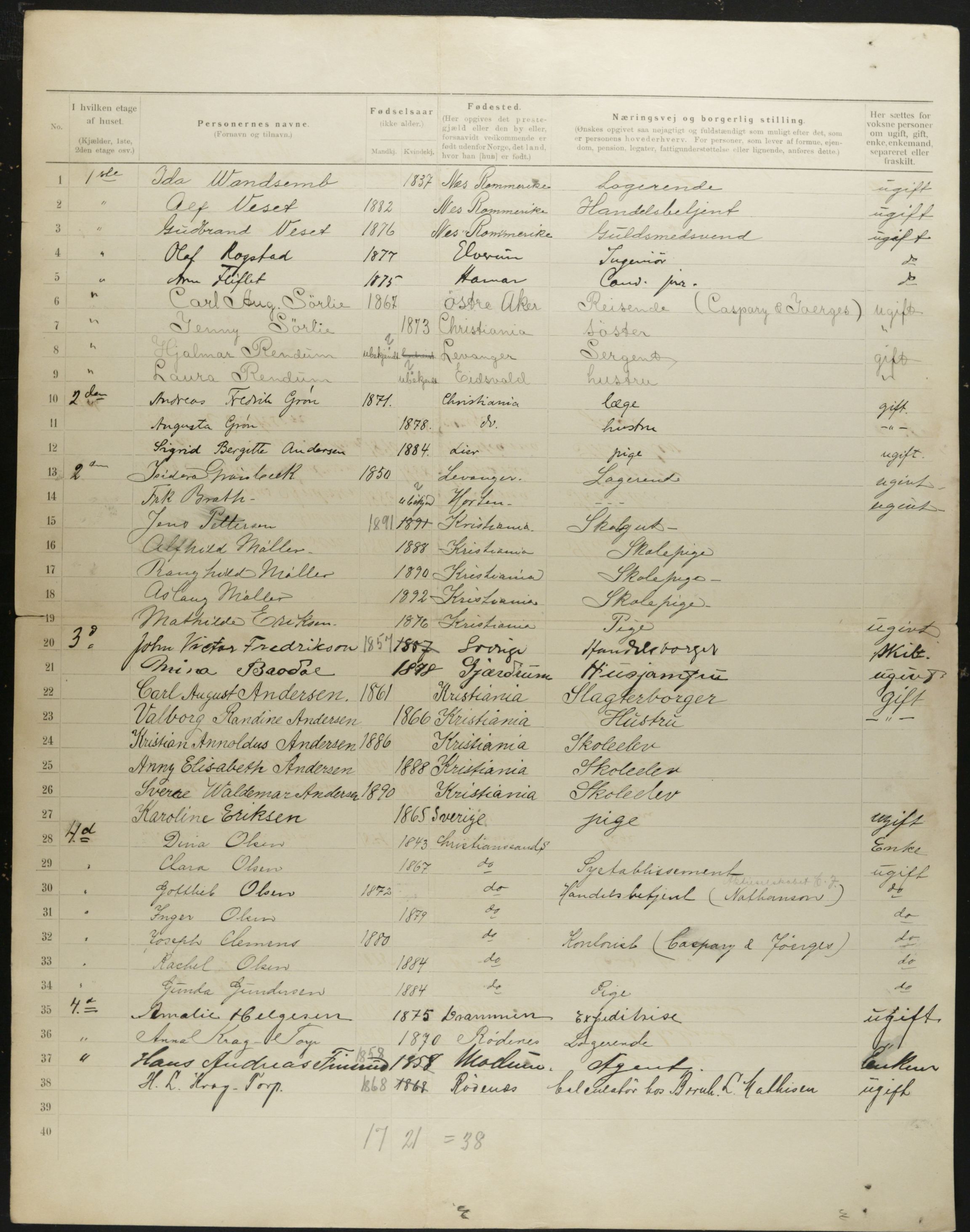 OBA, Municipal Census 1901 for Kristiania, 1901, p. 346