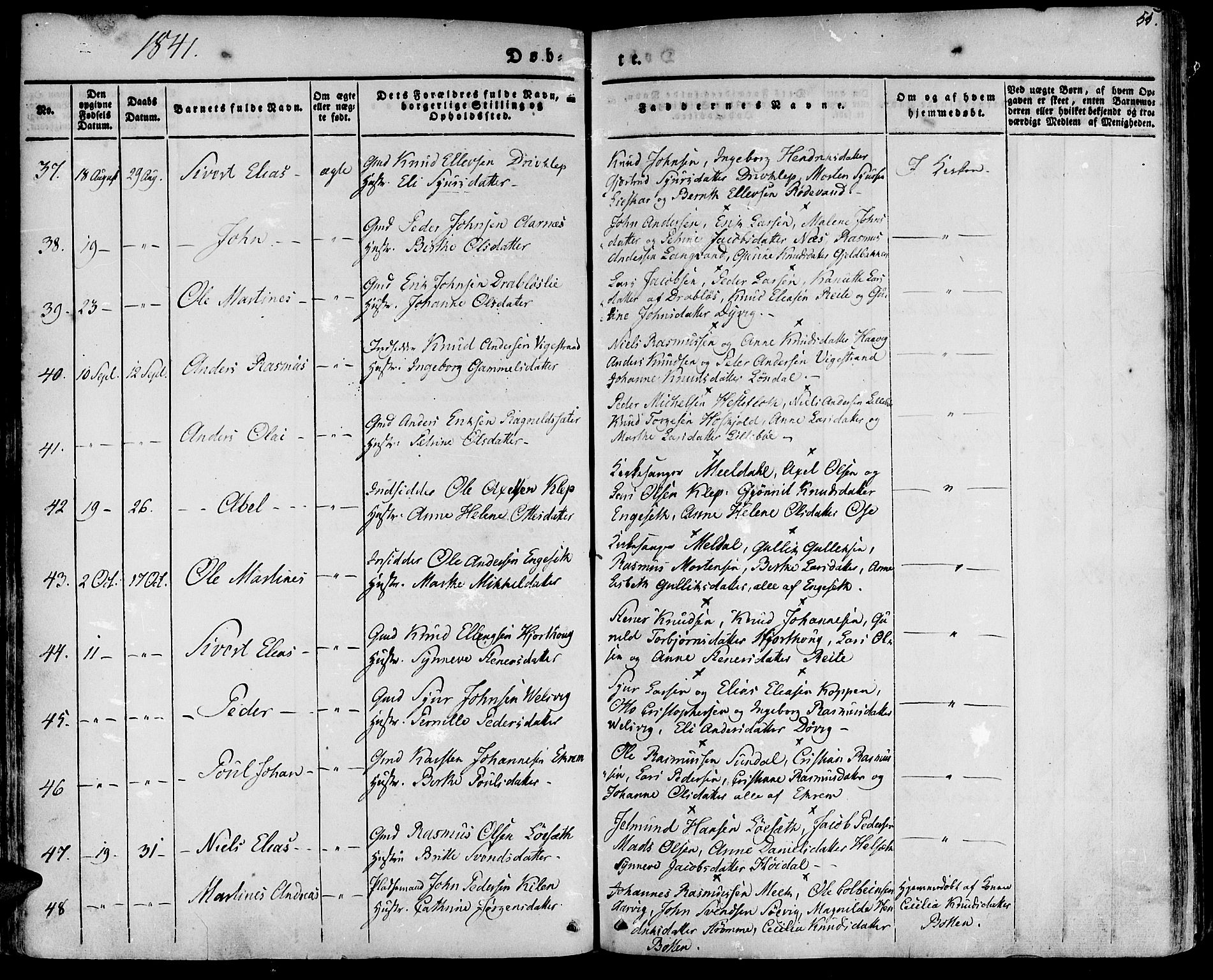 Ministerialprotokoller, klokkerbøker og fødselsregistre - Møre og Romsdal, SAT/A-1454/511/L0139: Parish register (official) no. 511A06, 1831-1850, p. 55