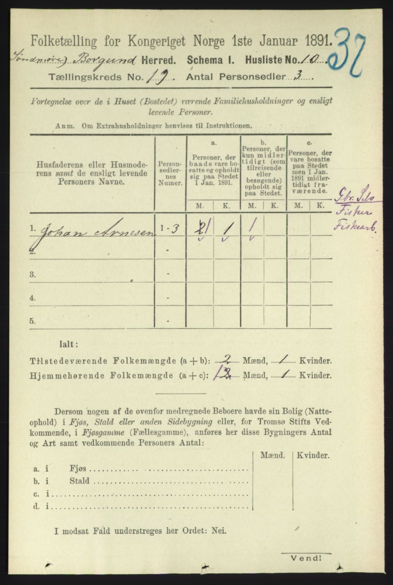 RA, 1891 census for 1531 Borgund, 1891, p. 5952