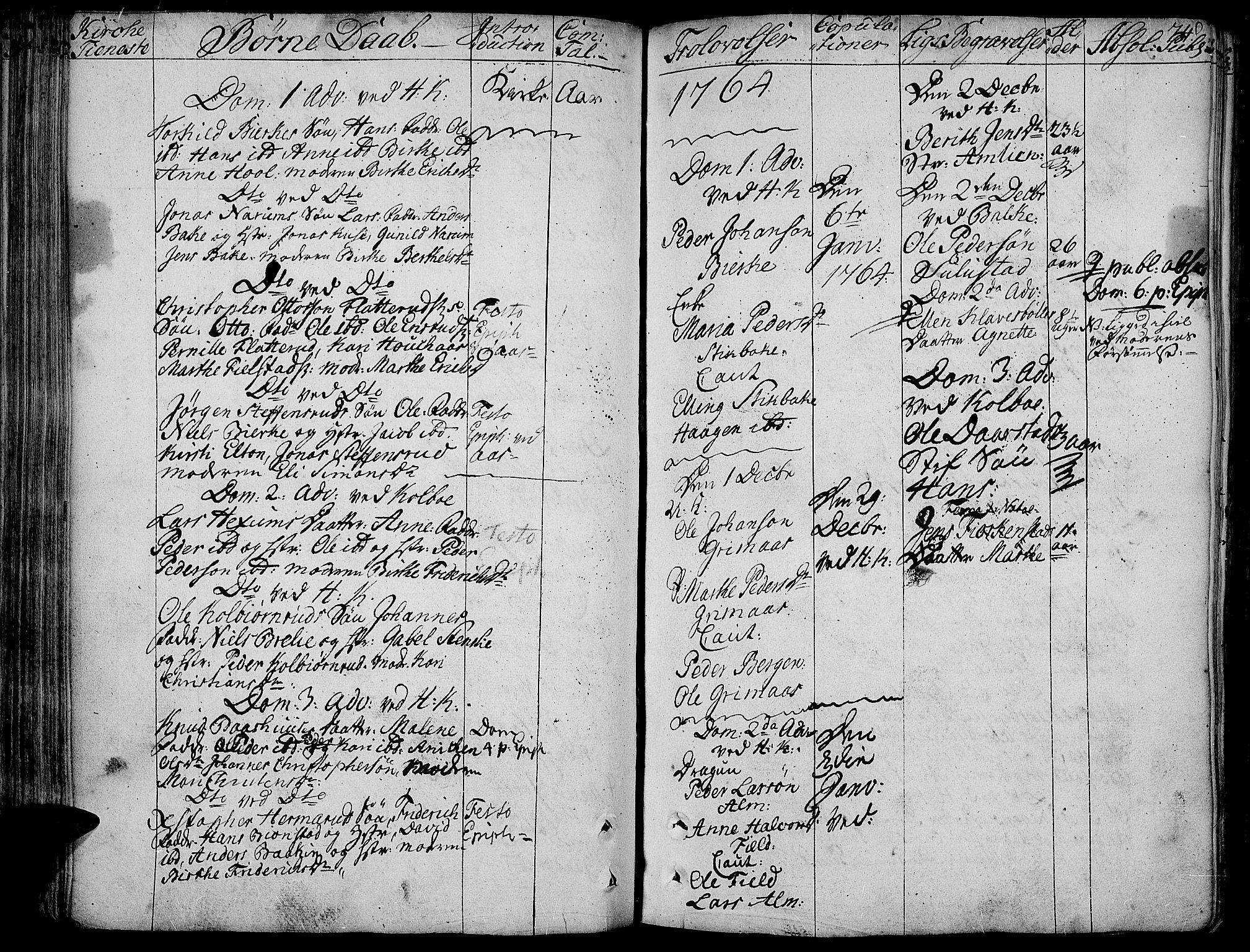 Toten prestekontor, SAH/PREST-102/H/Ha/Haa/L0005: Parish register (official) no. 5, 1761-1772, p. 74