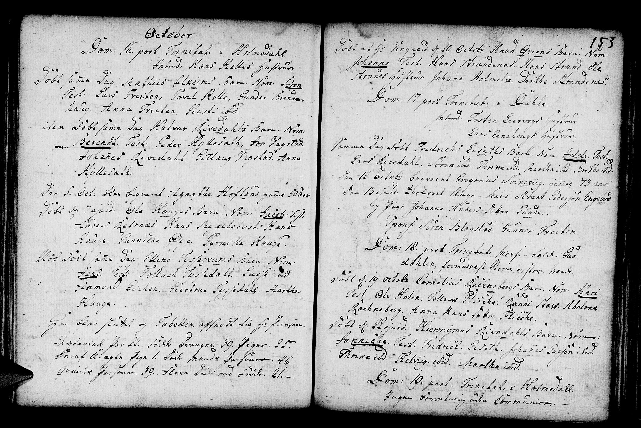 Fjaler sokneprestembete, SAB/A-79801/H/Haa/Haaa/L0001: Parish register (official) no. A 1, 1755-1778, p. 153