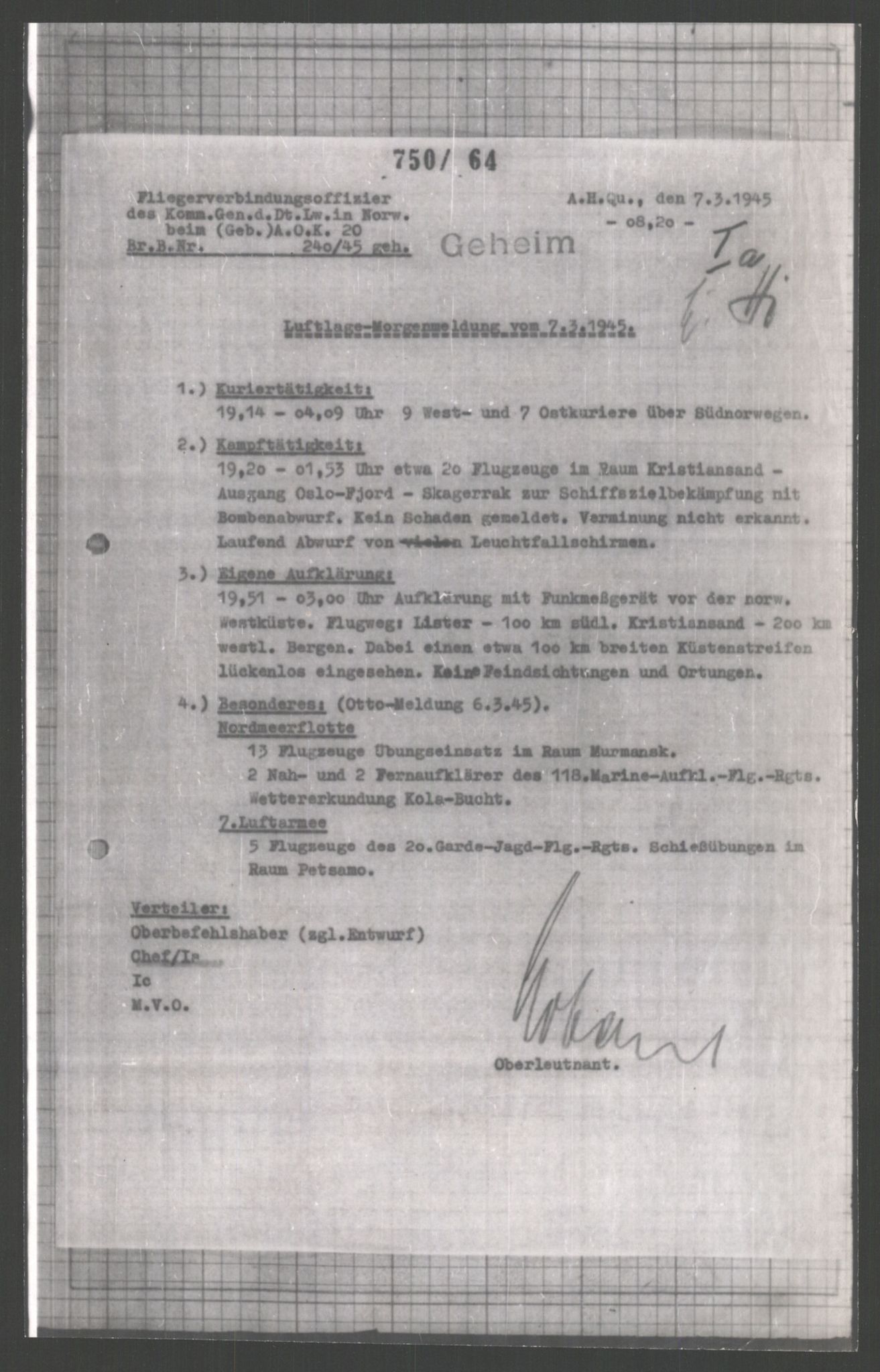 Forsvarets Overkommando. 2 kontor. Arkiv 11.4. Spredte tyske arkivsaker, AV/RA-RAFA-7031/D/Dar/Dara/L0003: Krigsdagbøker for 20. Gebirgs-Armee-Oberkommando (AOK 20), 1945, p. 479