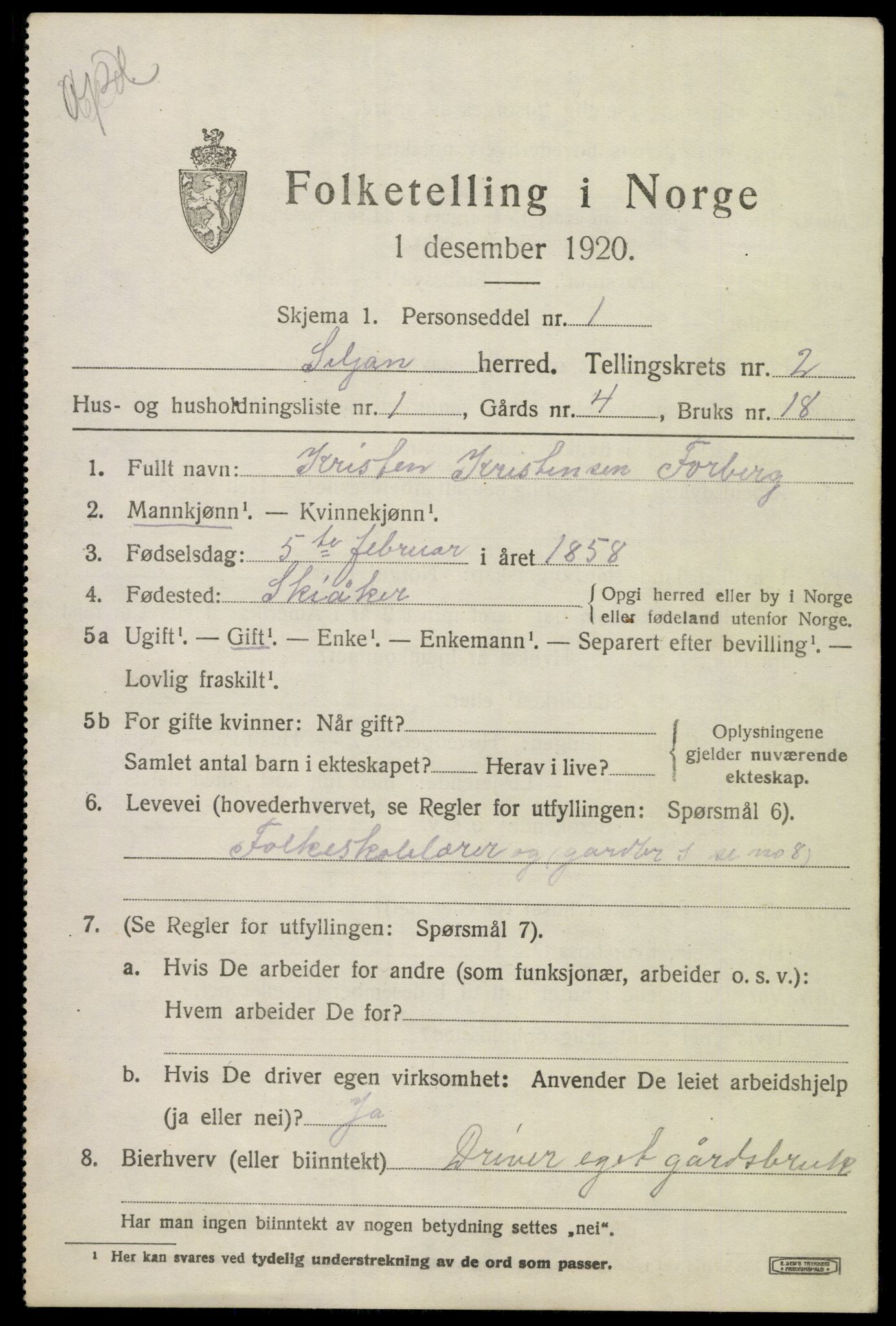 SAKO, 1920 census for Siljan, 1920, p. 929