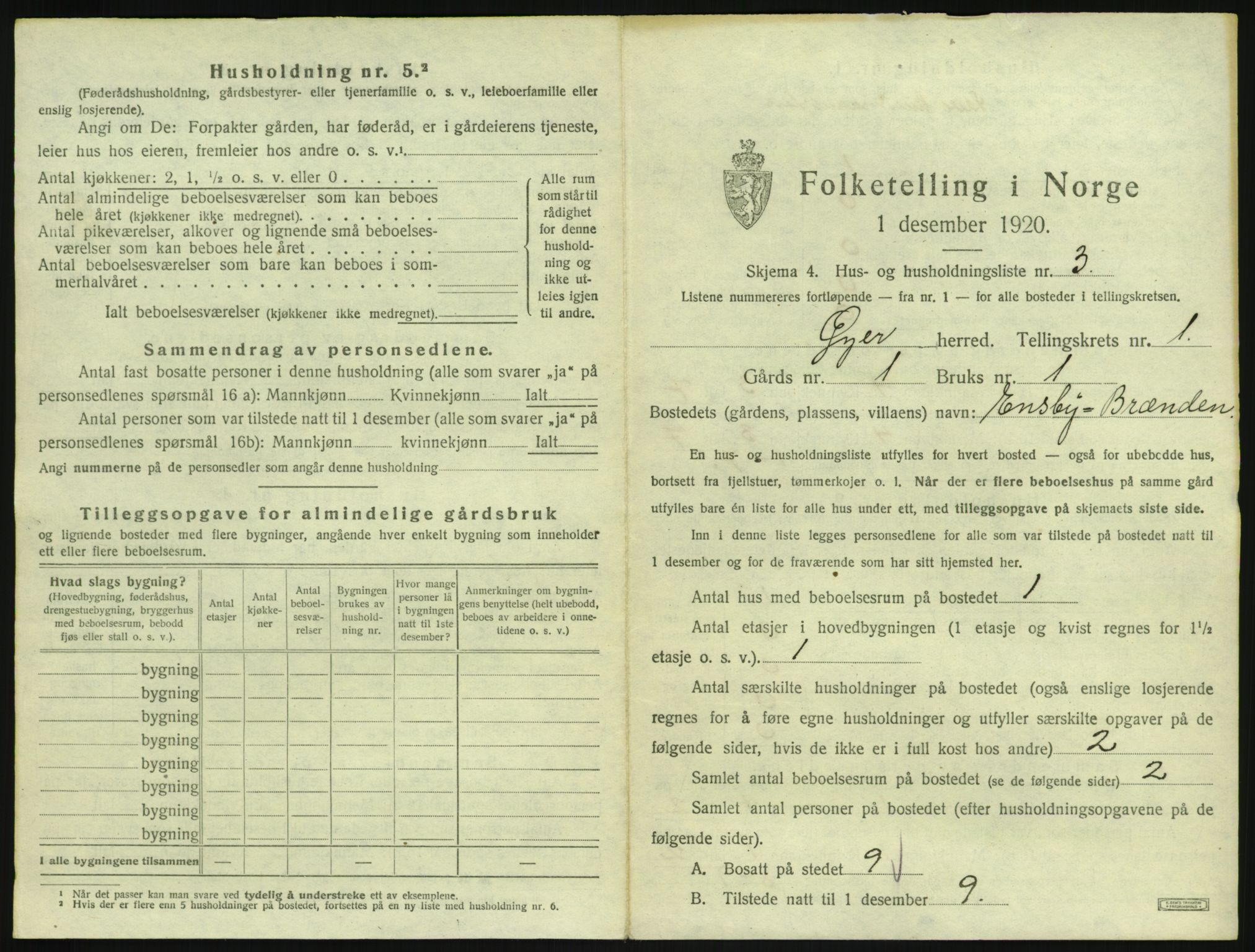 SAH, 1920 census for Øyer, 1920, p. 41