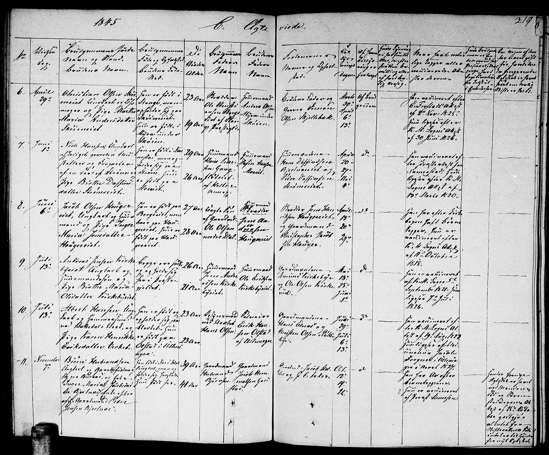 Nittedal prestekontor Kirkebøker, AV/SAO-A-10365a/F/Fa/L0004: Parish register (official) no. I 4, 1836-1849, p. 219