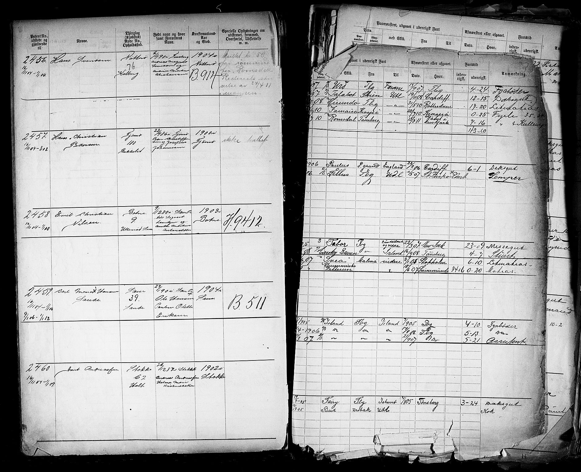 Tønsberg innrulleringskontor, AV/SAKO-A-786/F/Fb/L0005: Annotasjonsrulle Patent nr. 2401-4080, 1904-1910, p. 15