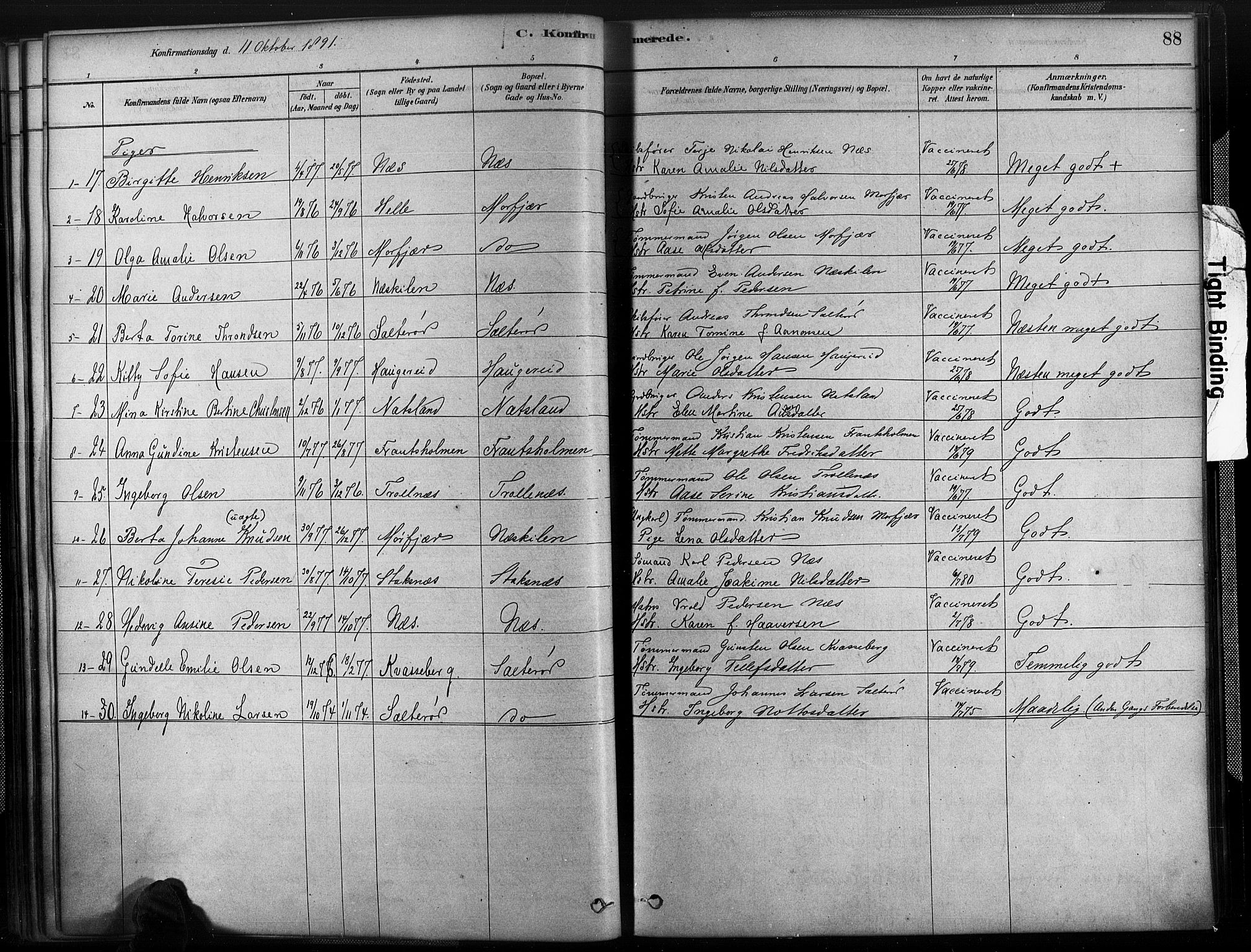 Austre Moland sokneprestkontor, SAK/1111-0001/F/Fa/Fab/L0001: Parish register (official) no. A 1, 1878-1898, p. 88