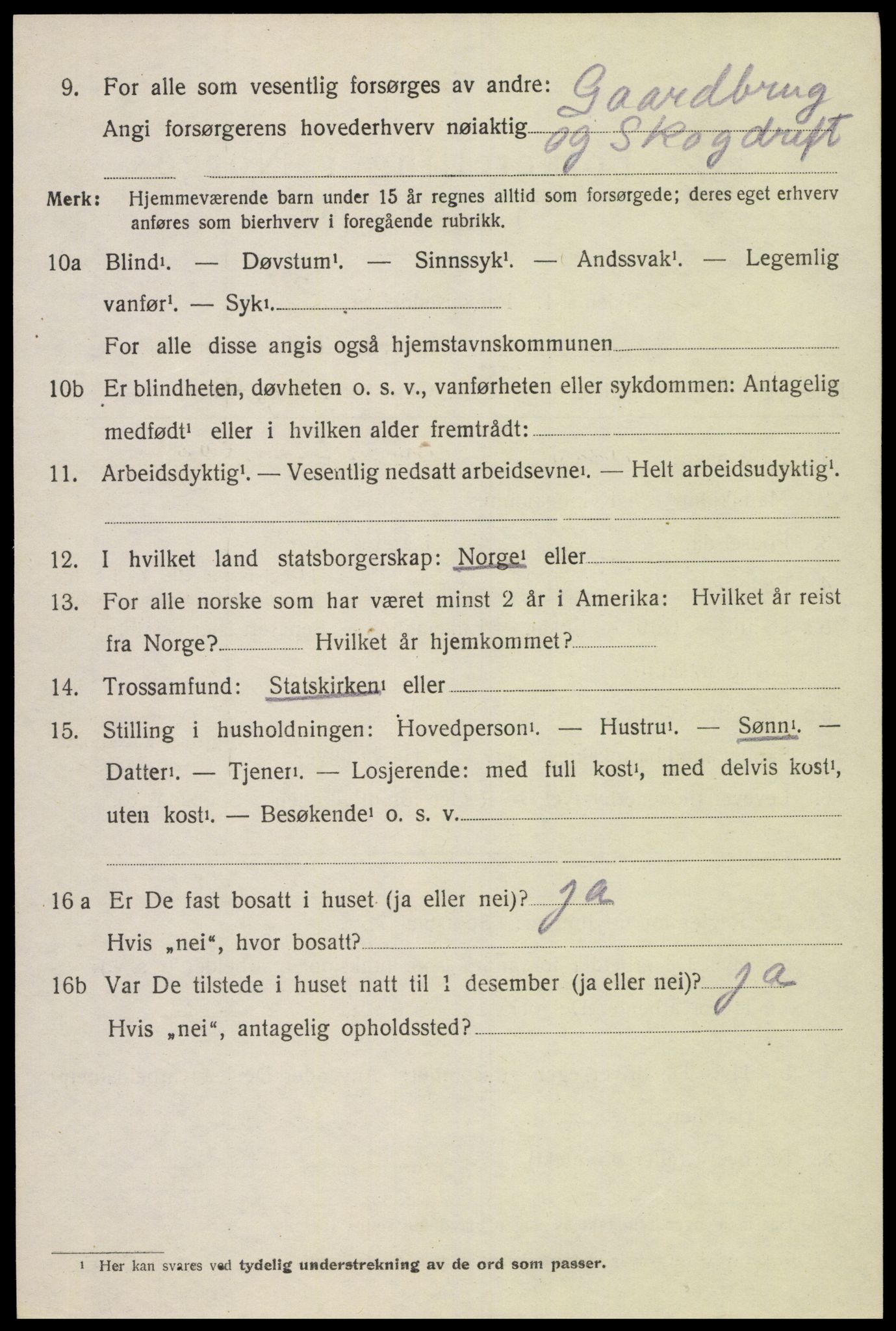 SAK, 1920 census for Holum, 1920, p. 2084
