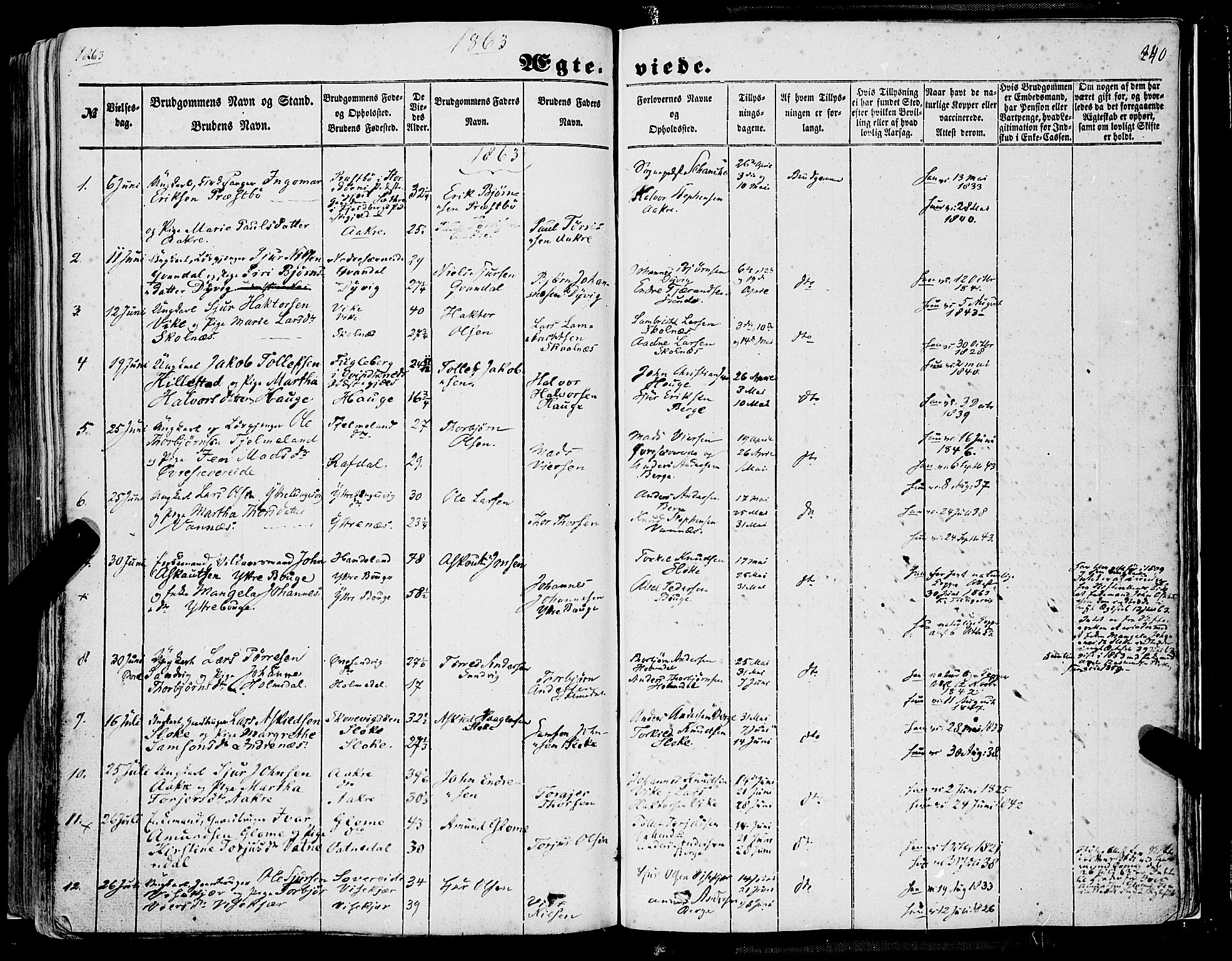 Skånevik sokneprestembete, SAB/A-77801/H/Haa: Parish register (official) no. A 5I, 1848-1869, p. 240