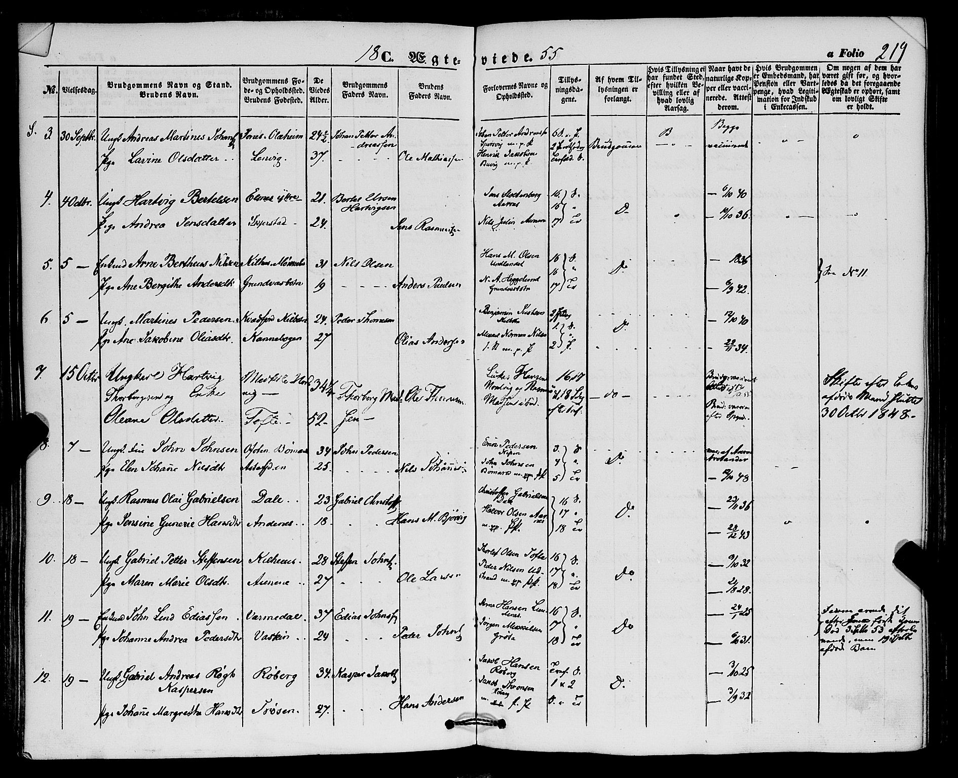 Trondenes sokneprestkontor, AV/SATØ-S-1319/H/Ha/L0011kirke: Parish register (official) no. 11, 1853-1862, p. 219