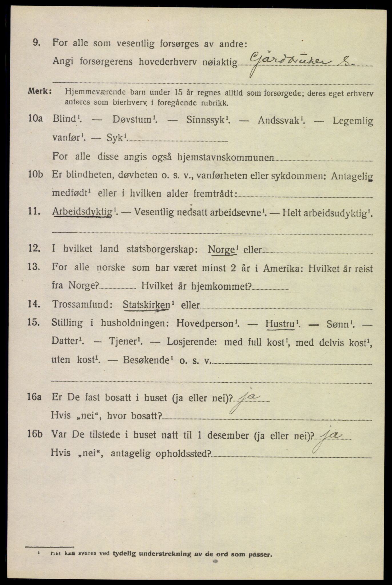 SAK, 1920 census for Sør-Audnedal, 1920, p. 1596