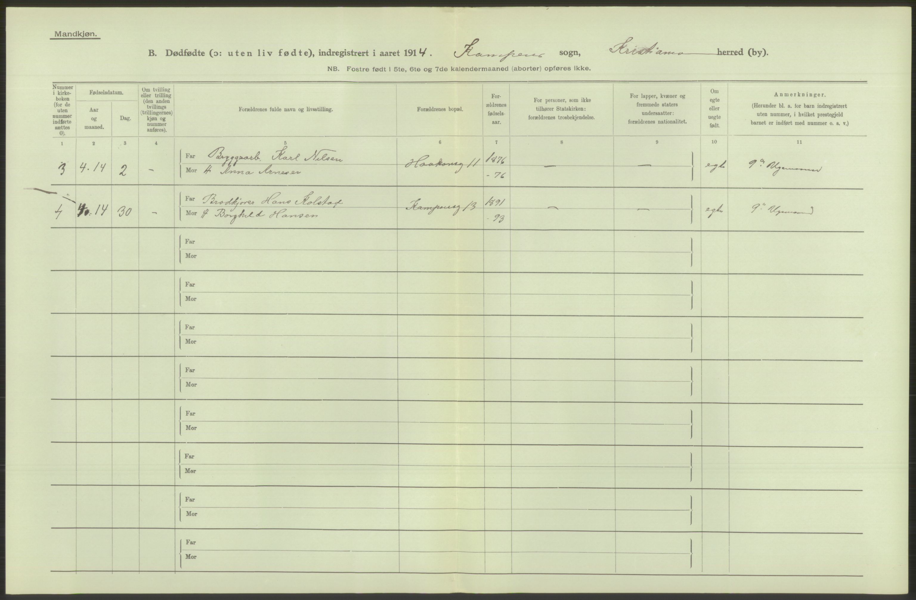 Statistisk sentralbyrå, Sosiodemografiske emner, Befolkning, AV/RA-S-2228/D/Df/Dfb/Dfbd/L0009: Kristiania: Døde, dødfødte, 1914, p. 90