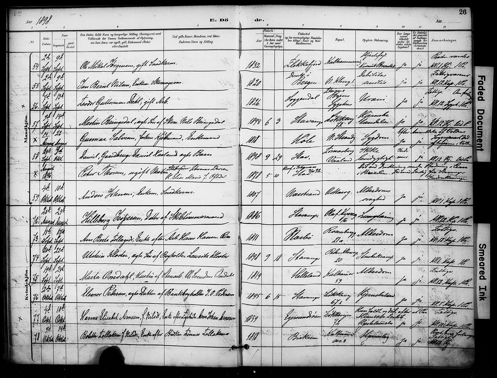 Domkirken sokneprestkontor, AV/SAST-A-101812/001/30/30BA/L0032: Parish register (official) no. A 31, 1896-1917, p. 26