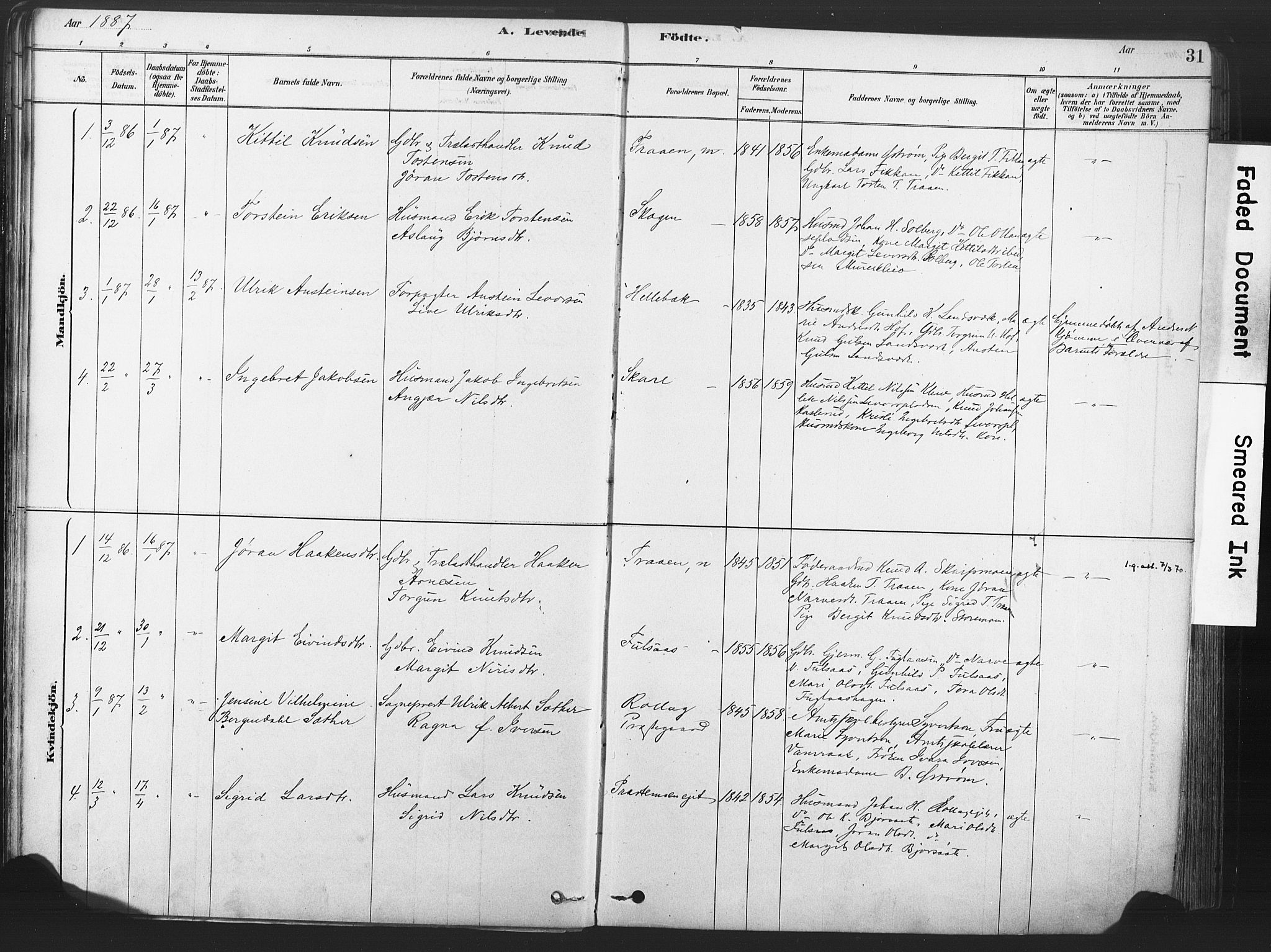 Rollag kirkebøker, SAKO/A-240/F/Fa/L0011: Parish register (official) no. I 11, 1878-1902, p. 31