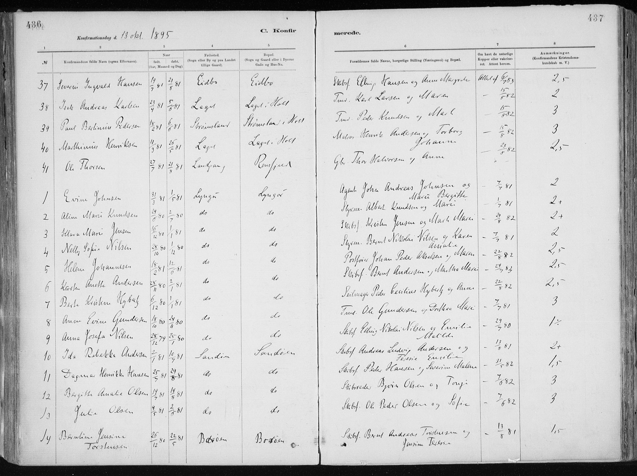 Dypvåg sokneprestkontor, SAK/1111-0007/F/Fa/Faa/L0008: Parish register (official) no. A 8, 1885-1906, p. 436-437