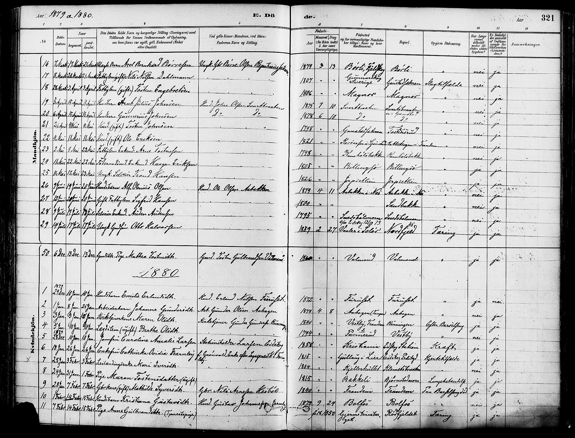 Eidskog prestekontor, SAH/PREST-026/H/Ha/Haa/L0003: Parish register (official) no. 3, 1879-1892, p. 321