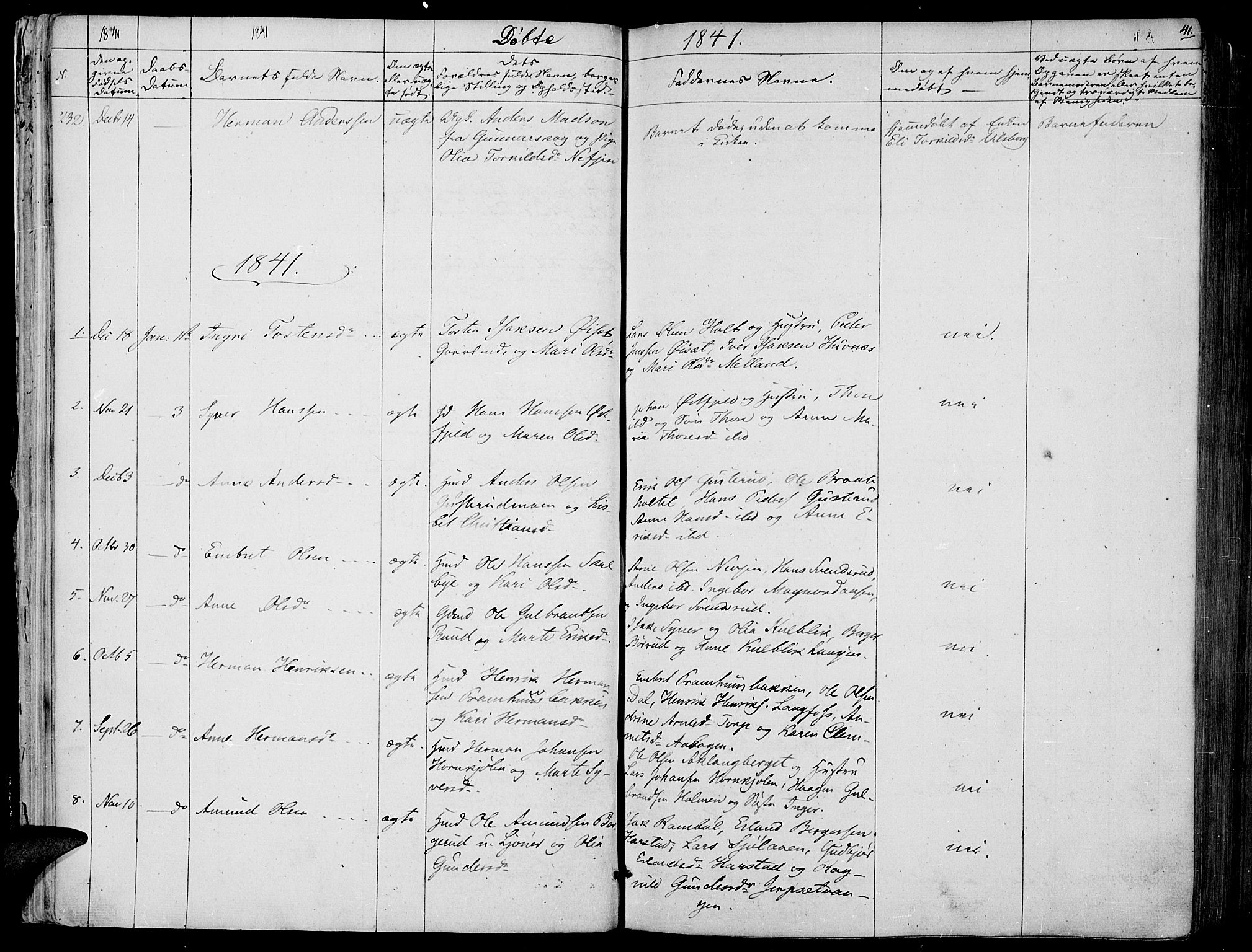 Vinger prestekontor, AV/SAH-PREST-024/H/Ha/Haa/L0008: Parish register (official) no. 8, 1839-1847, p. 41