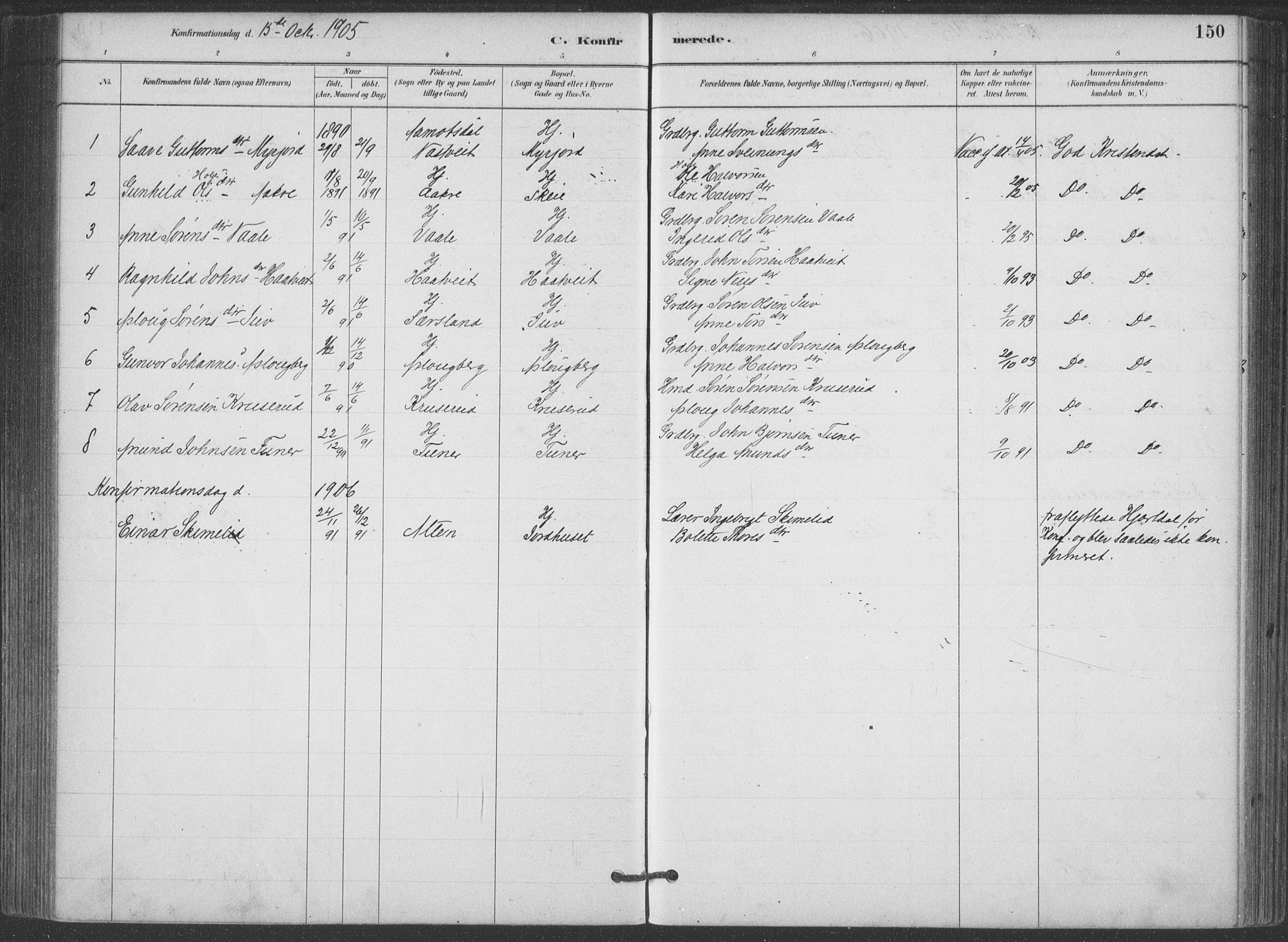 Hjartdal kirkebøker, AV/SAKO-A-270/F/Fa/L0010: Parish register (official) no. I 10, 1880-1929, p. 150