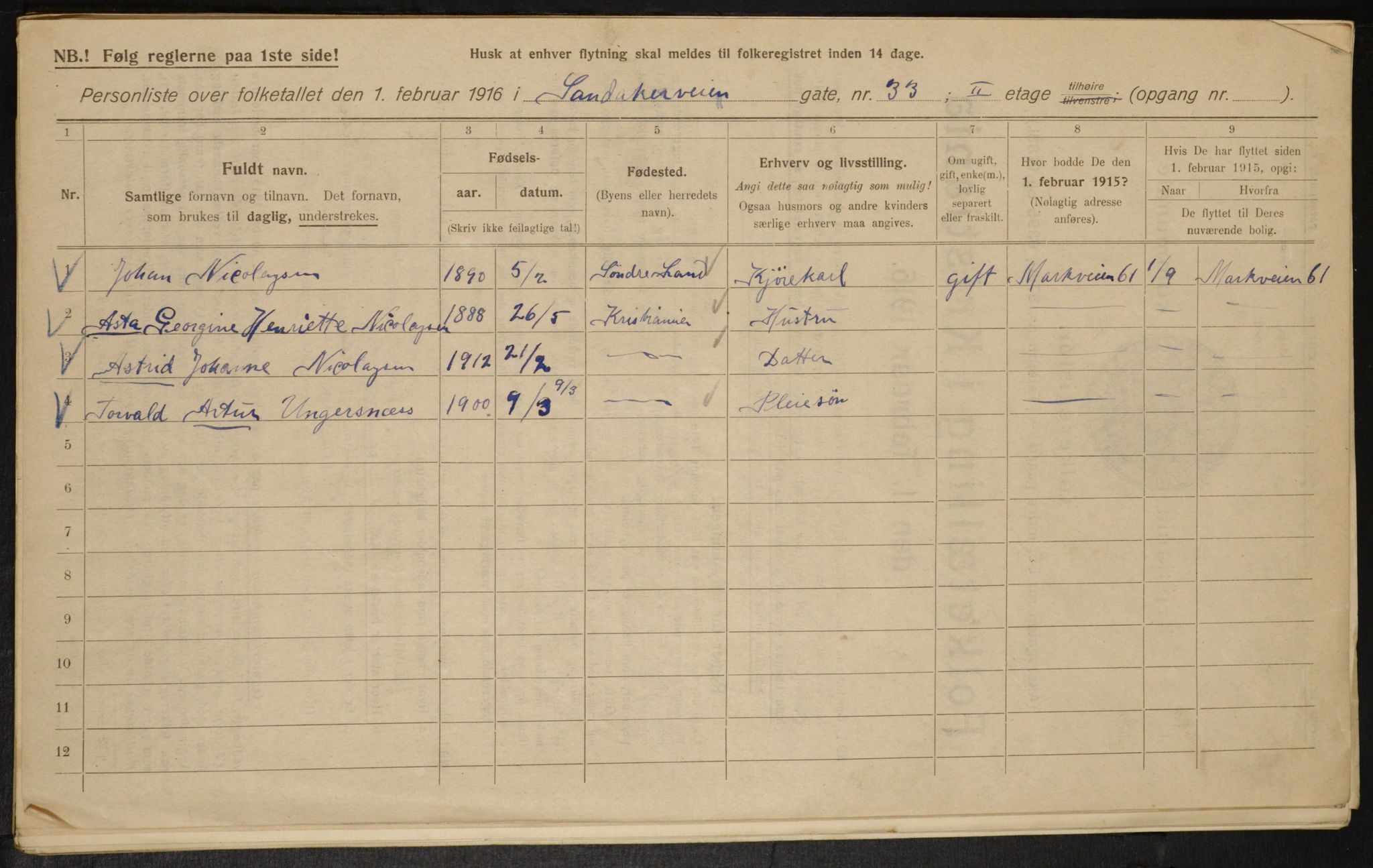 OBA, Municipal Census 1916 for Kristiania, 1916, p. 89265