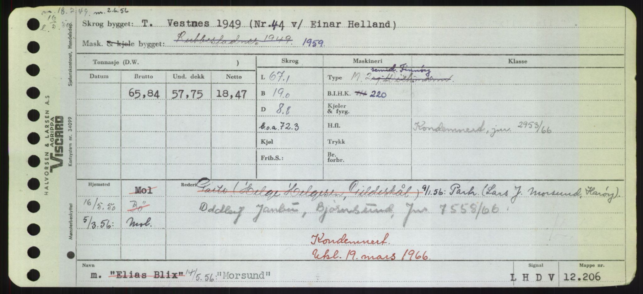 Sjøfartsdirektoratet med forløpere, Skipsmålingen, RA/S-1627/H/Hd/L0025: Fartøy, Min-Mås, p. 199